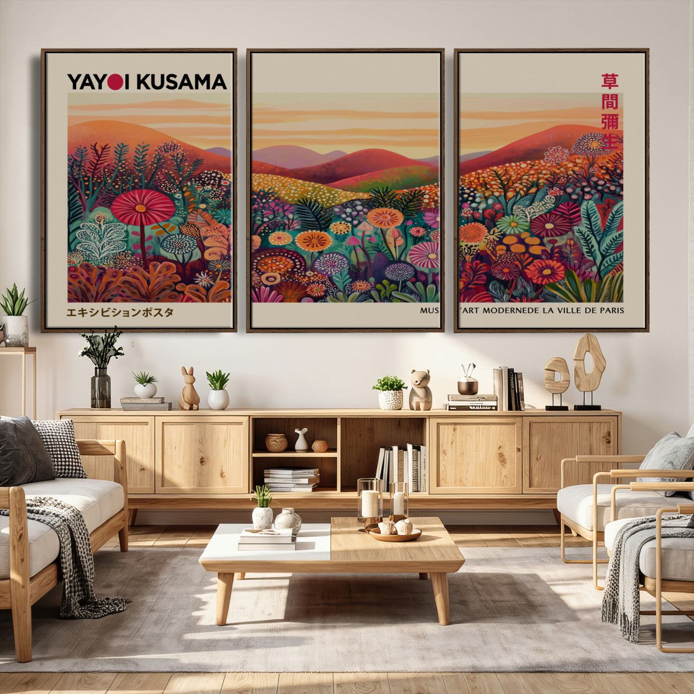 536X9-MGV-CV-36X24 - Yayoi Kusama Colorful Landscape Wall Art Canvas Print – Japanese Contemporary Exhibition Poster Artwork Print