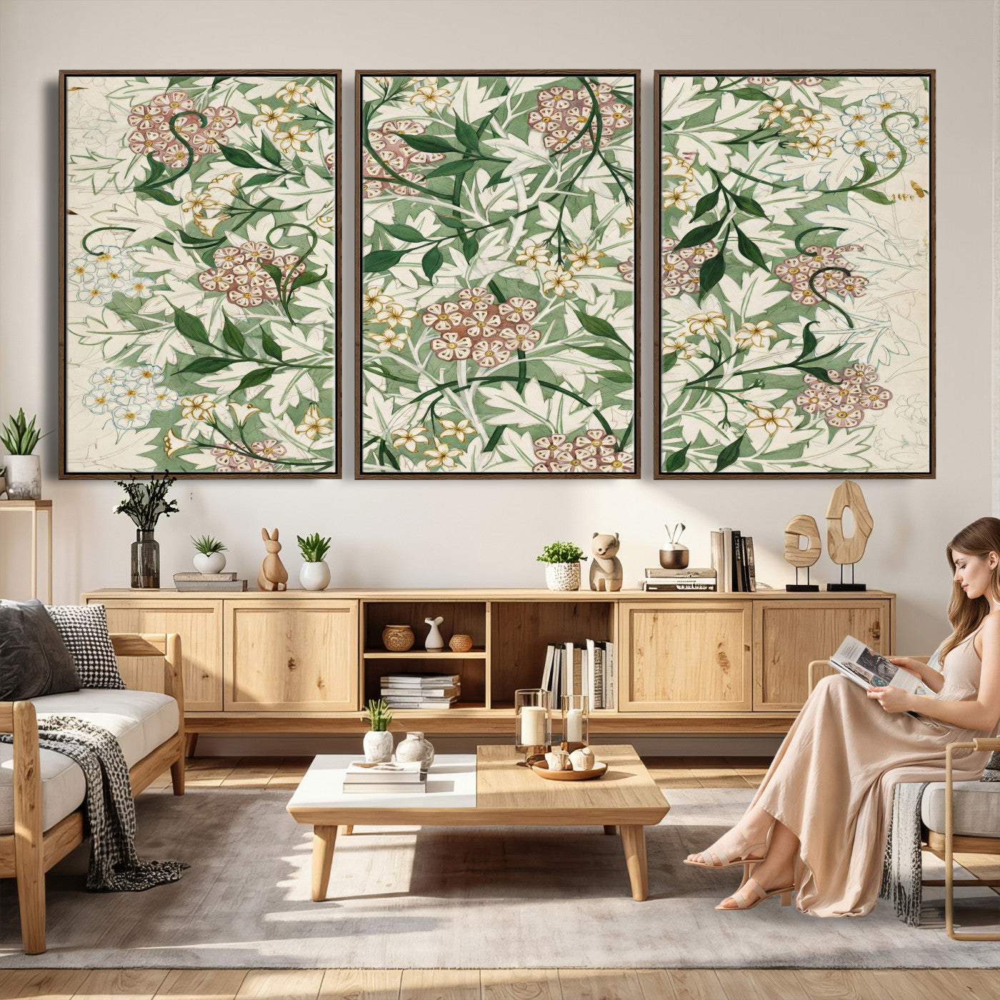 33560597-MGV-CV-36X24 - William Morris Jasmine 1872 Canvas Wall Art — Arts and Crafts Botanical Print | Vintage Green Floral Decor | Cottagecore Gift | Classic Art