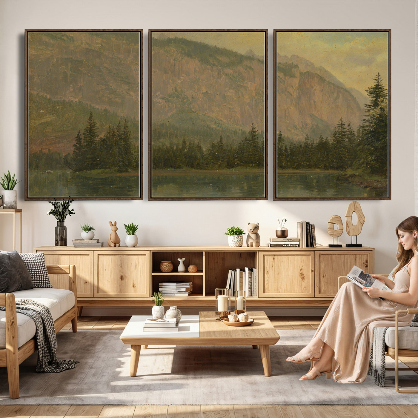 76844524-MGV-CV-36X24 - Frederic Edwin Church Hintersee Canvas Print, Hudson River School Mountain Lake Painting 1868, American Romantic Landscape, Vintage Nature Wall Art