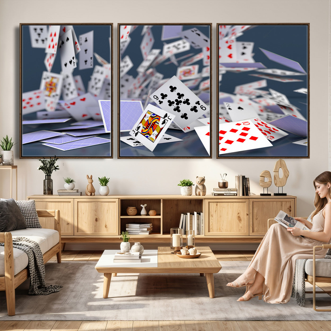 66392185-MGV-CV-36X24 - Playing Cards Canvas Wall Art | Casino Game Room Decor, Poker Decor Art