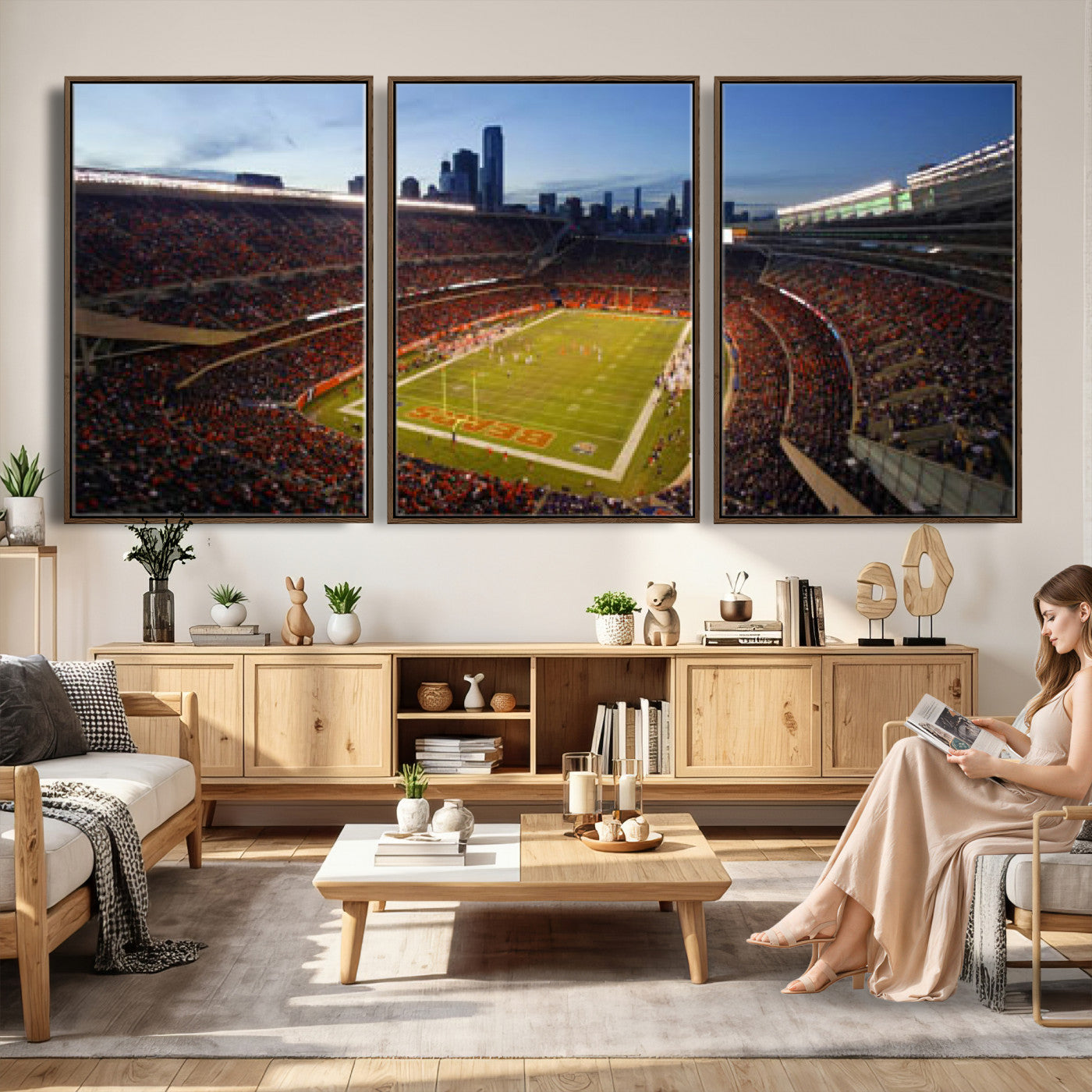50691720-MGV-CV-36X24 - Chicago Bears Soldier Field Canvas Wall Art, NFL Stadium Panorama Print, Football Arena Photography for Sports Fans