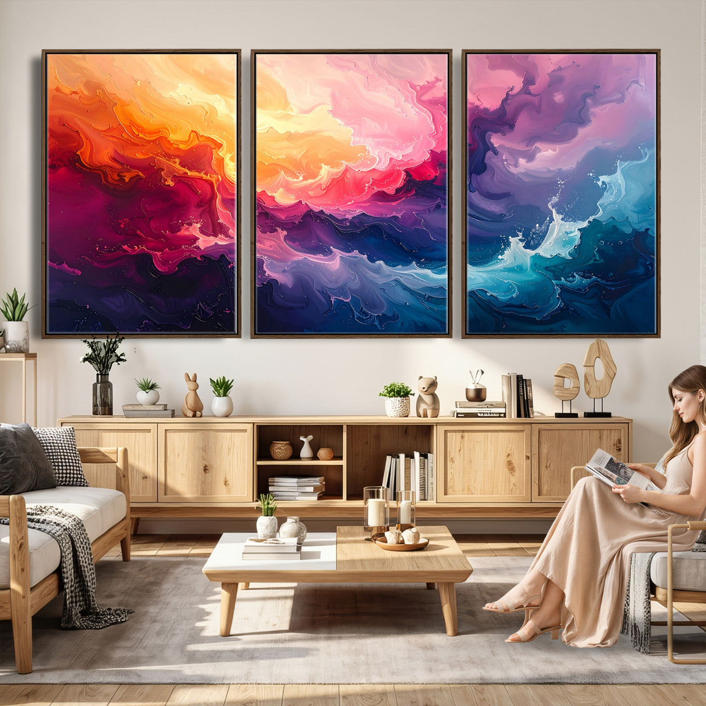 16157633-MGV-CV-36X24 - Large Colorful Abstract Canvas Wall Art Print, Vibrant Popup Color Art Print