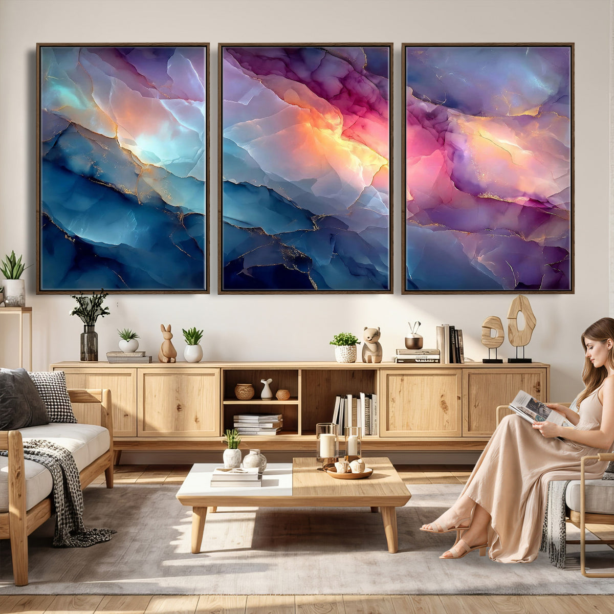 28163849-MGV-CV-36X24 - Colorful Abstract Canvas Wall Art Print, Vibrant Popup Color Art Print