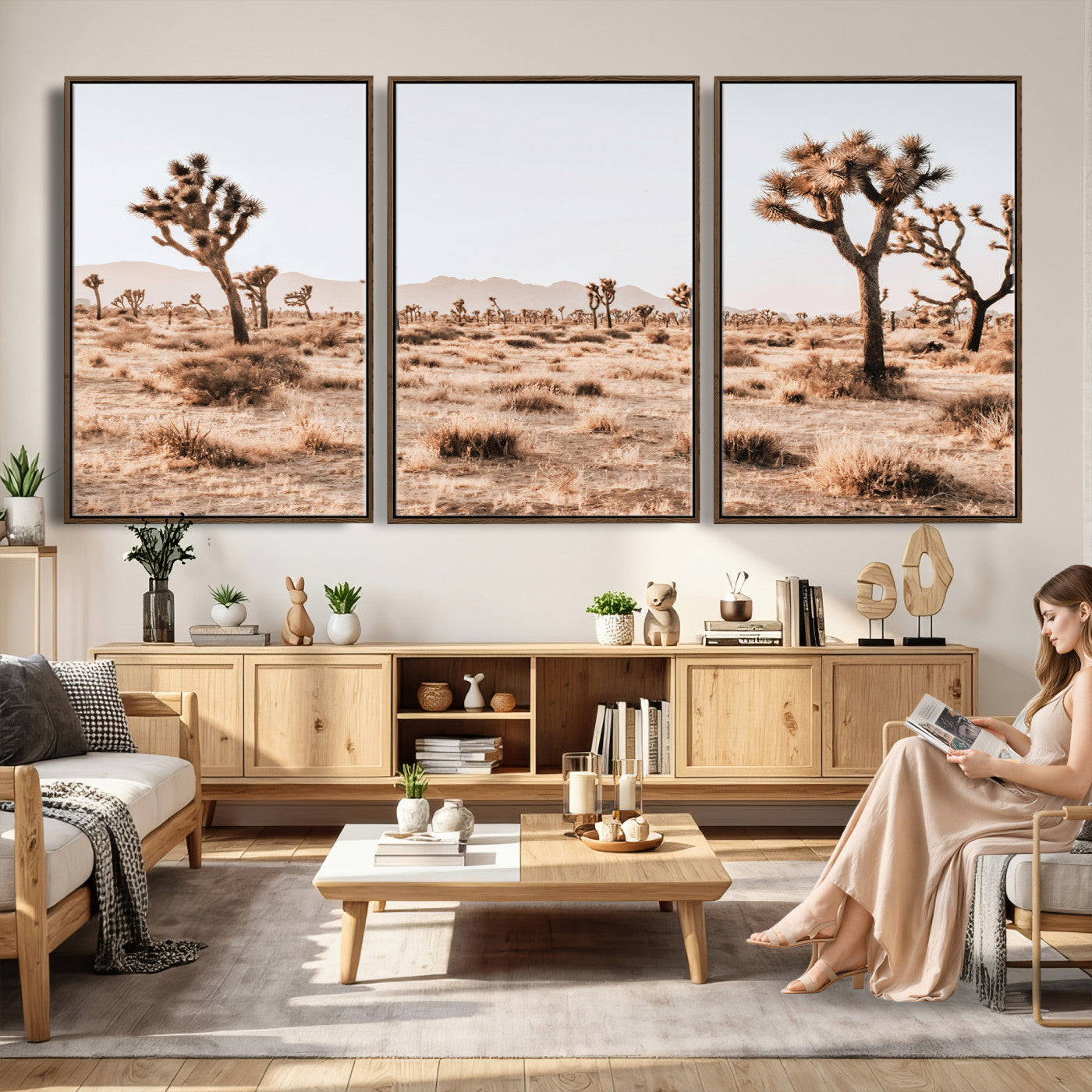 33549408-MGV-CV-36X24 - Joshua Tree Desert Canvas Wall Art Print, Desert Landscape Photography, Boho Southwest Wall Decor, Nature Canvas, Ready to Hang