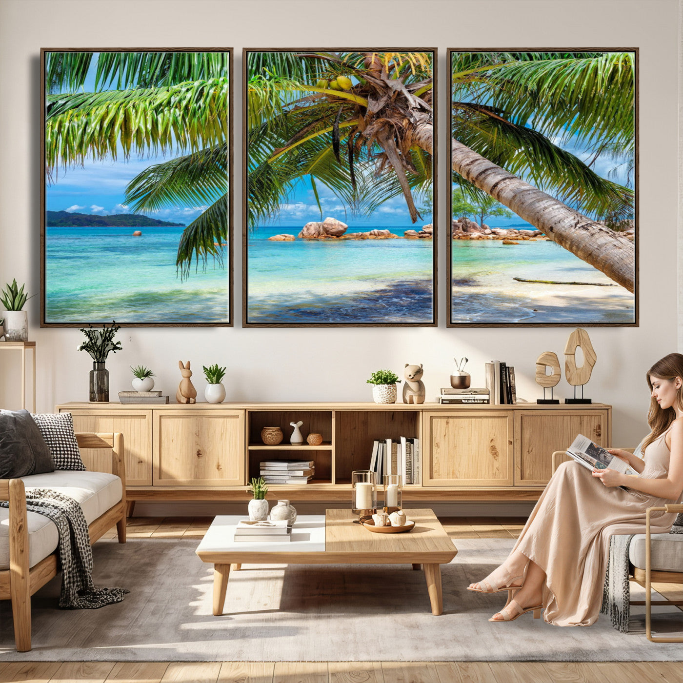 86824715-MGV-CV-36X24 - Seychelles Beach Canvas Wall Art - Anse Volbert Praslin Island Print