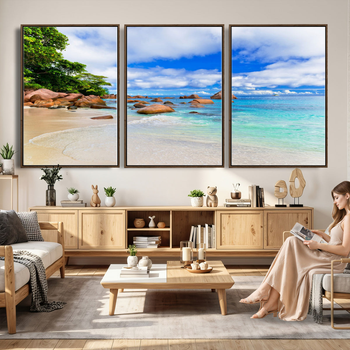 81980382-MGV-CV-36X24 - Seychelles Beach Canvas Wall Art - Anse Intendance Turquoise Ocean Print