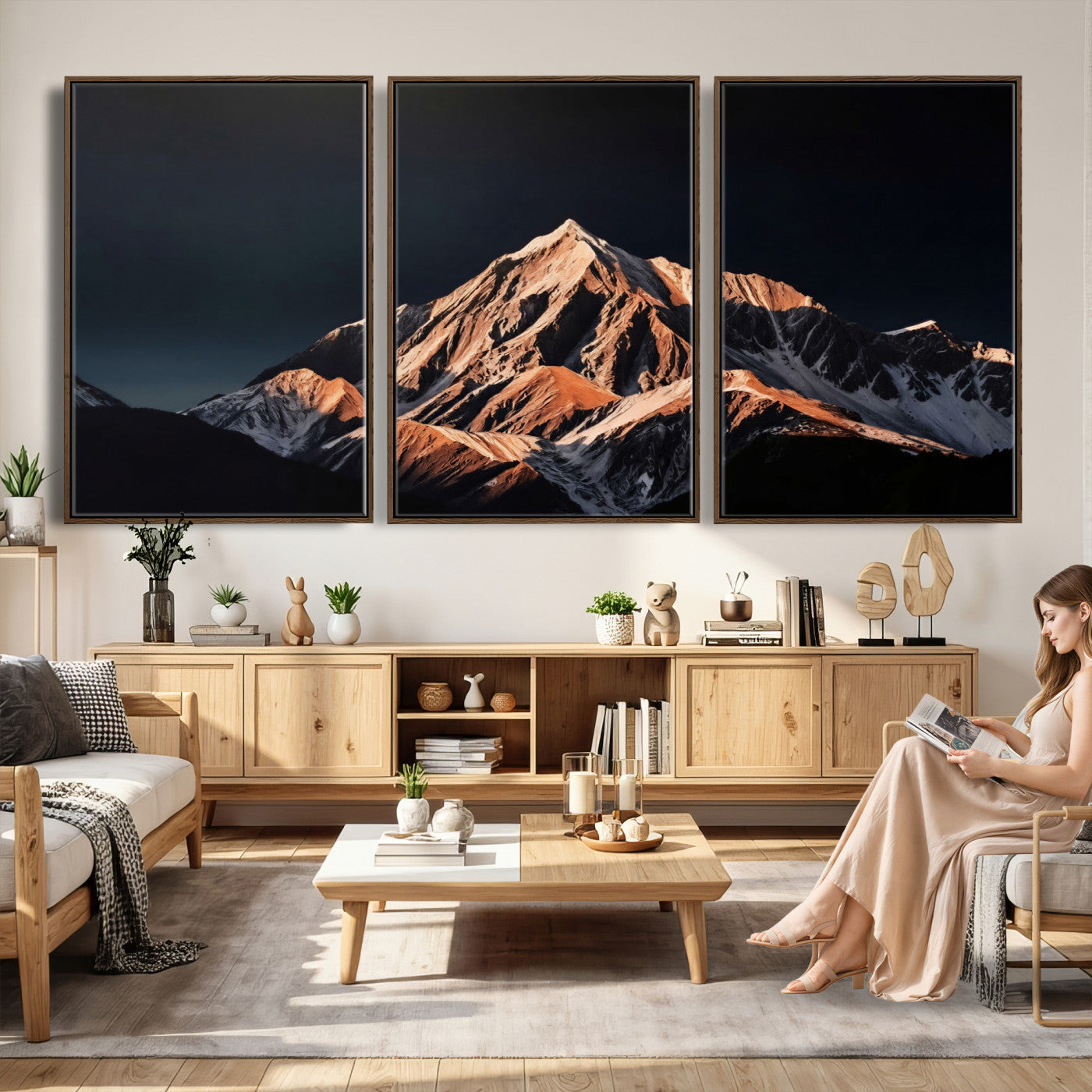 10196184-MGV-CV-36X24 - Snow Mountain Wall Art Canvas Print for Living Room Decor