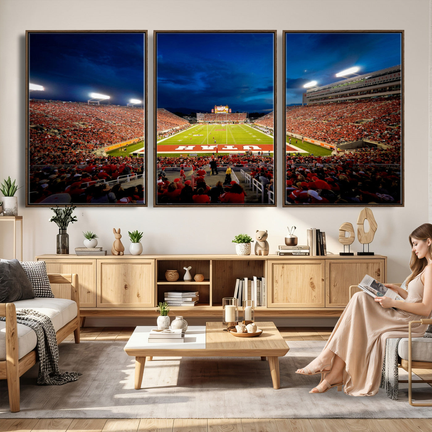 74019251-MGV-CV-36X24 - Rice-Eccles Stadium Wall Art Canvas Print - Utah Salt Lake City Stadium Print