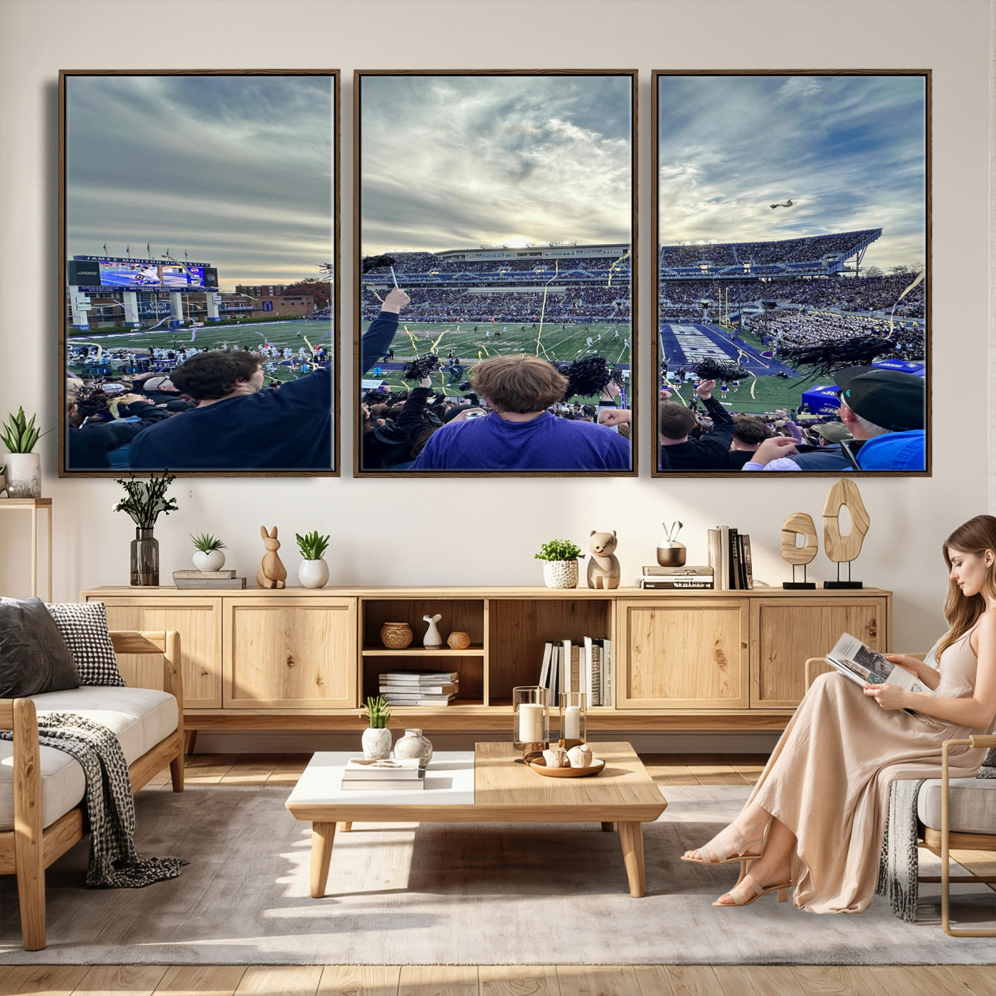 400867JMU-MGV-CV-36X24 - JMU Stadium Wall Art Canvas Print for Game Room Decor - James Madison University Stadium