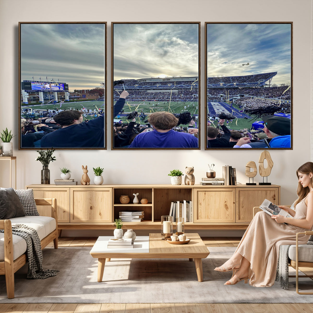 400867JMU-MGV-CV-36X24 - JMU Stadium Wall Art Canvas Print for Game Room Decor - James Madison University Stadium