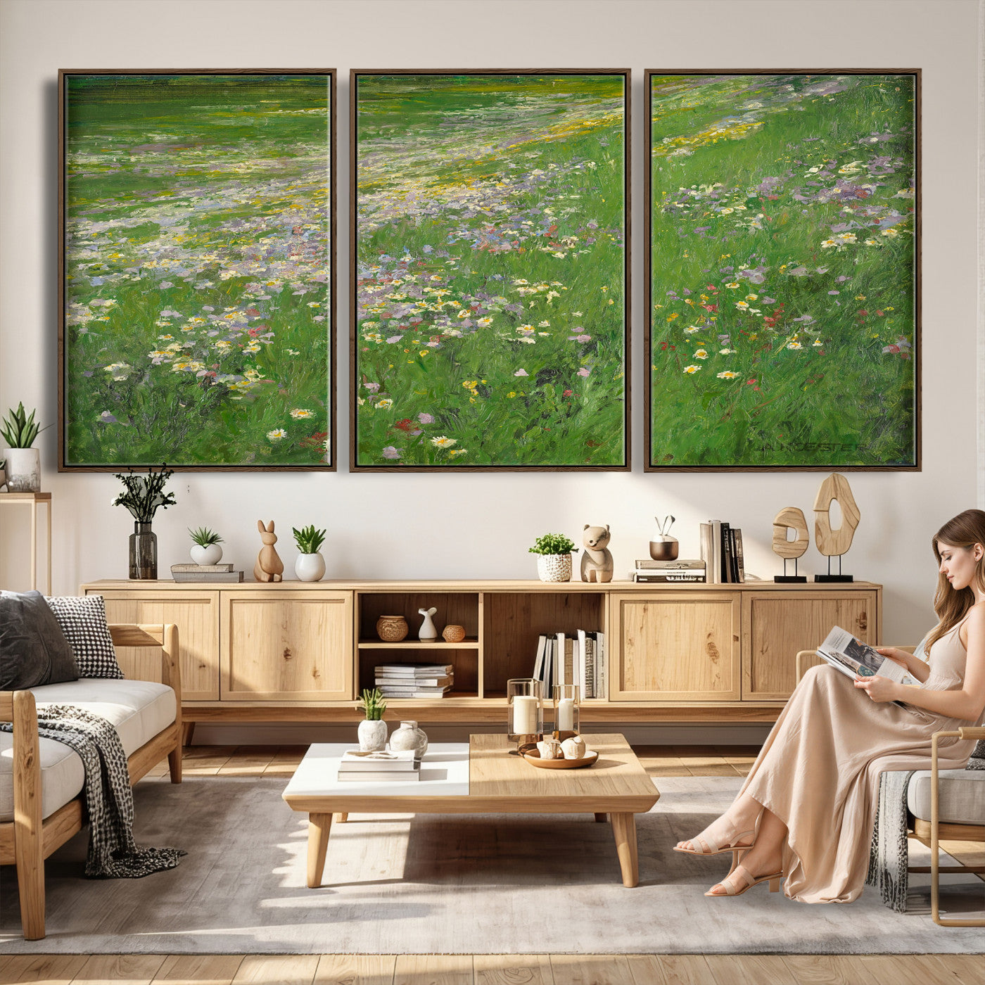 63535040-MGV-CV-36X24 - Alexander Koester Flower Meadow Canvas Wall Art, Vintage Landscape Print