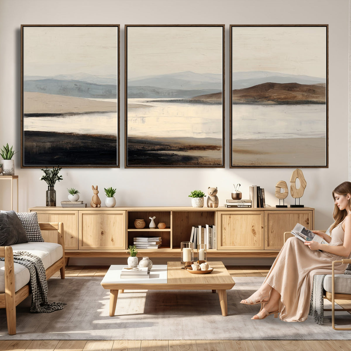 36873679-MGV-CV-36X24 - Modern Abstract Landscape Canvas Wall Art, Minimalist Nature Printing