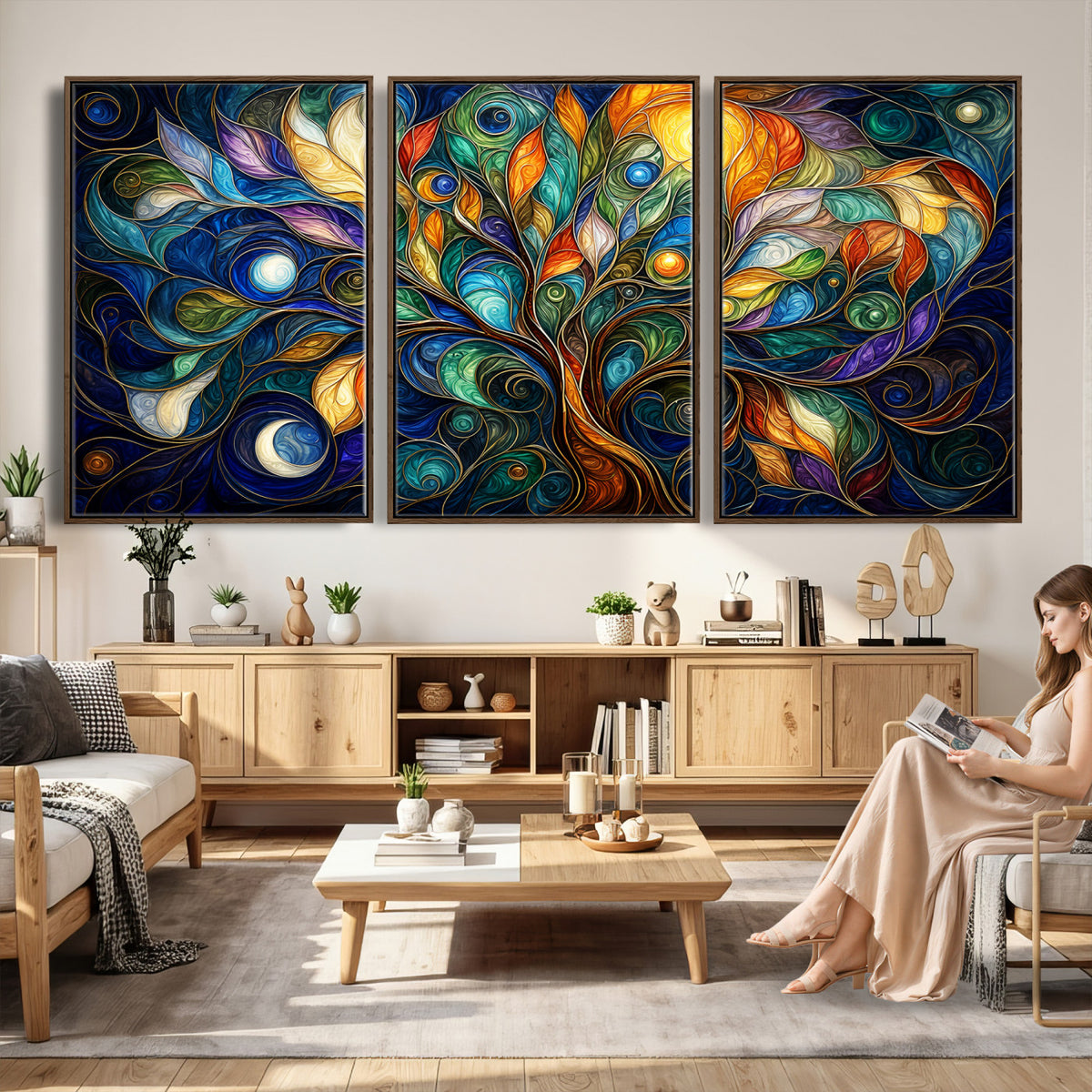 60127105-MGV-CV-36X24 - Psychedelic Tree Of Life Wall Art - Vibrant Swirl Cosmic Nature Decor