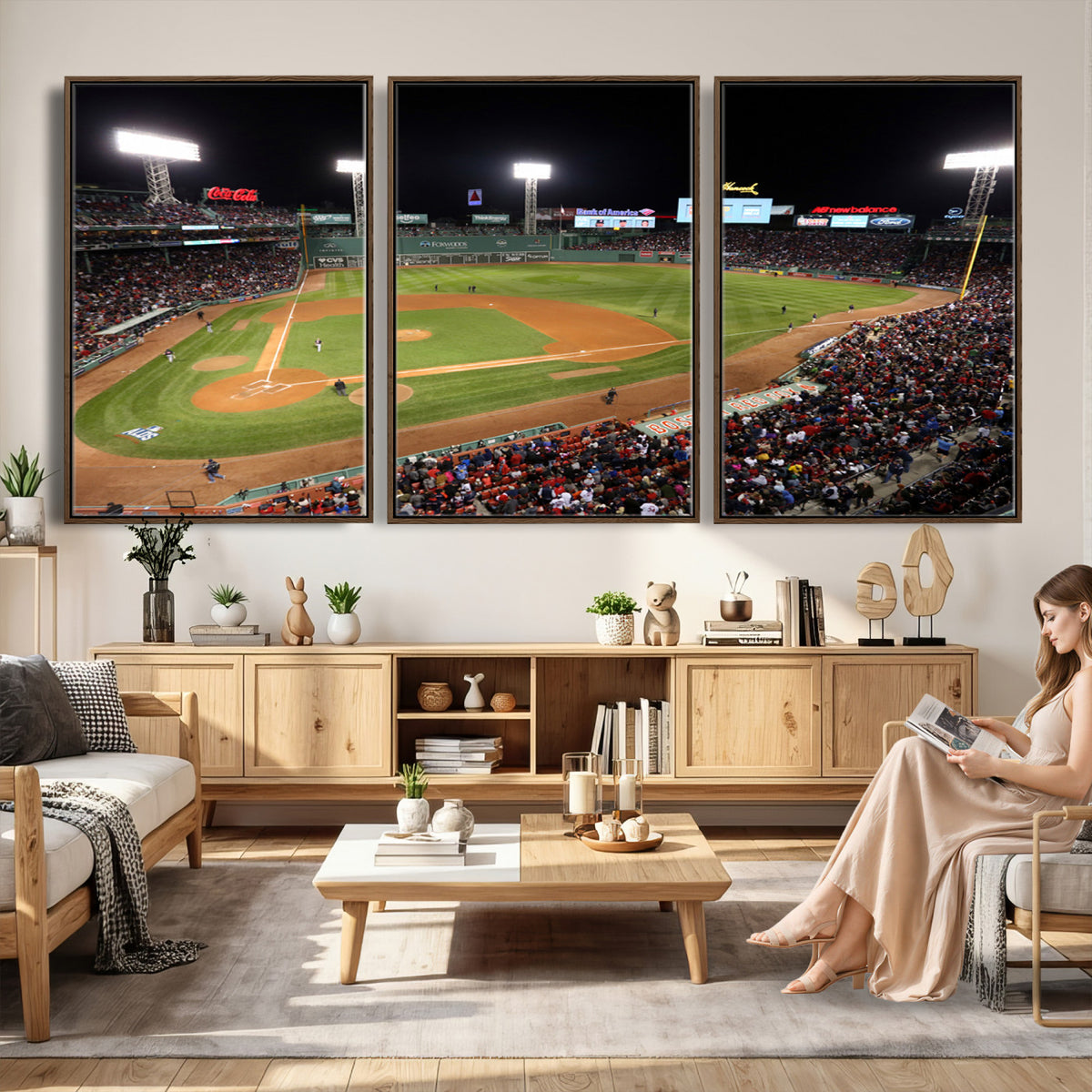 86945D-MGV-CV-36X24 - Fenway Park Boston Red Sox Baseball Stadium Wall Art Canvas Print for Gift Baseball Lover MLB Wall Art College Dorm Wall Decor Baseball Gift
