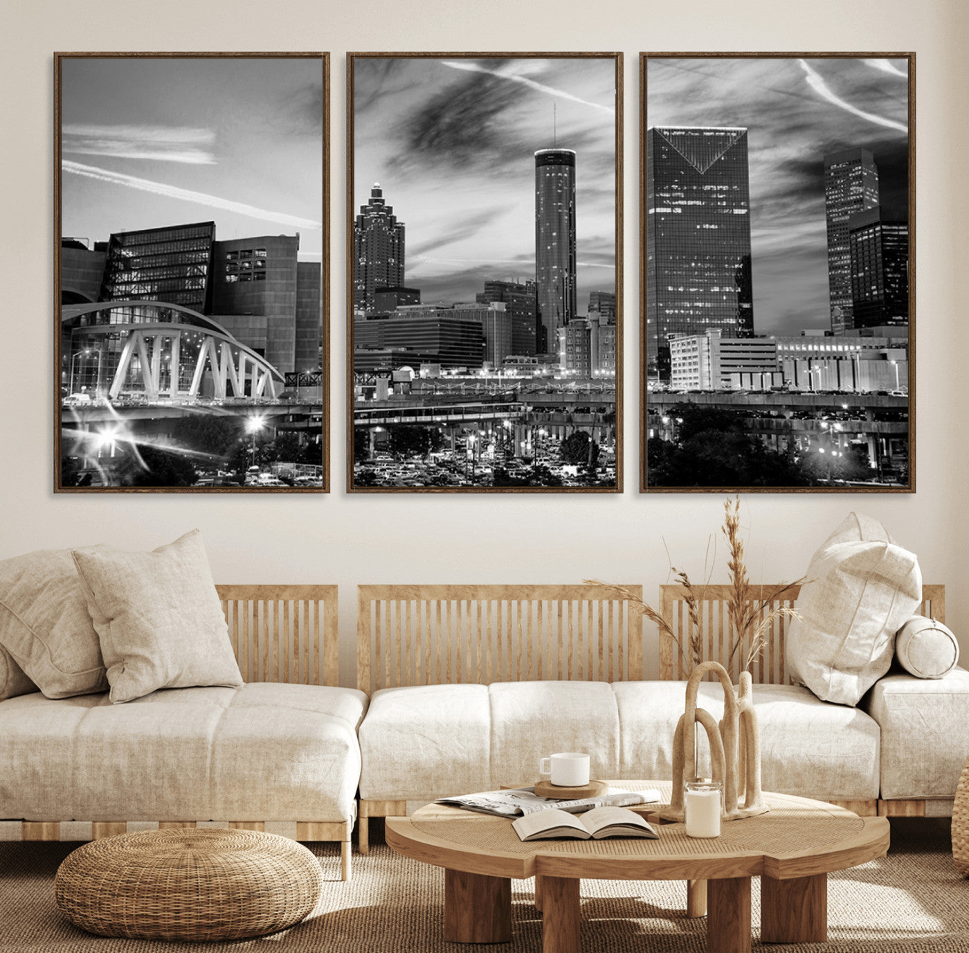 34800-MGV-CV-36X24-Black and White Atlanta Wall Art Canvas Print