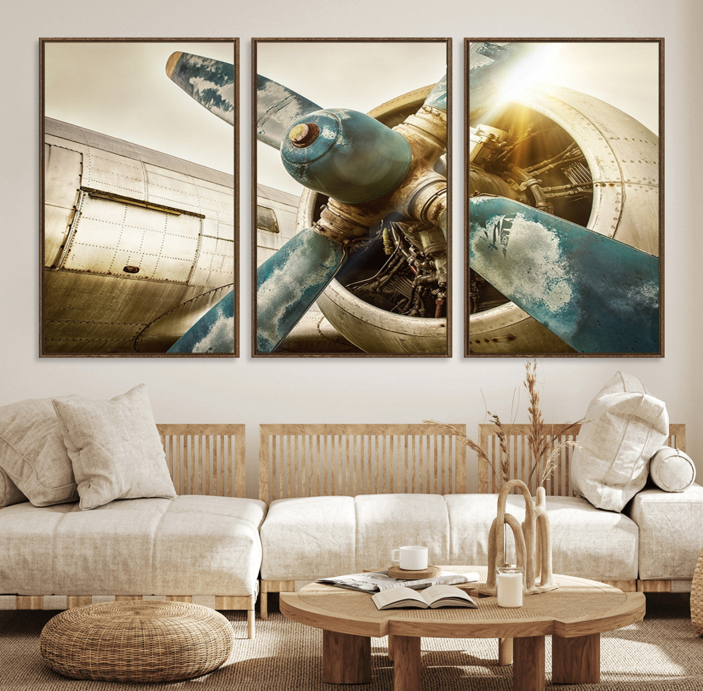 14106-MGV-FC-60X30-3P_Walnut-Vintage Airplane Canvas Print