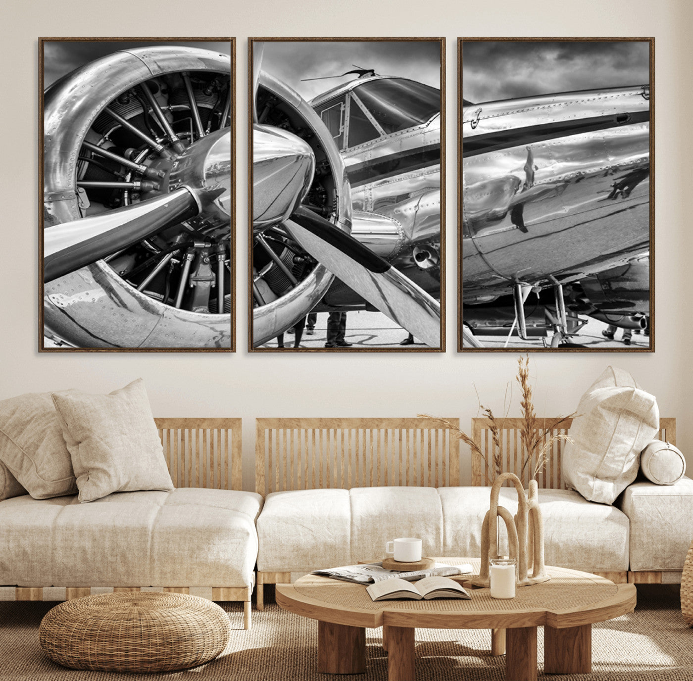 40672-MGV-FC-60X30-3P_Walnut-Vintage Antique Airplane Wall Art Canvas Print