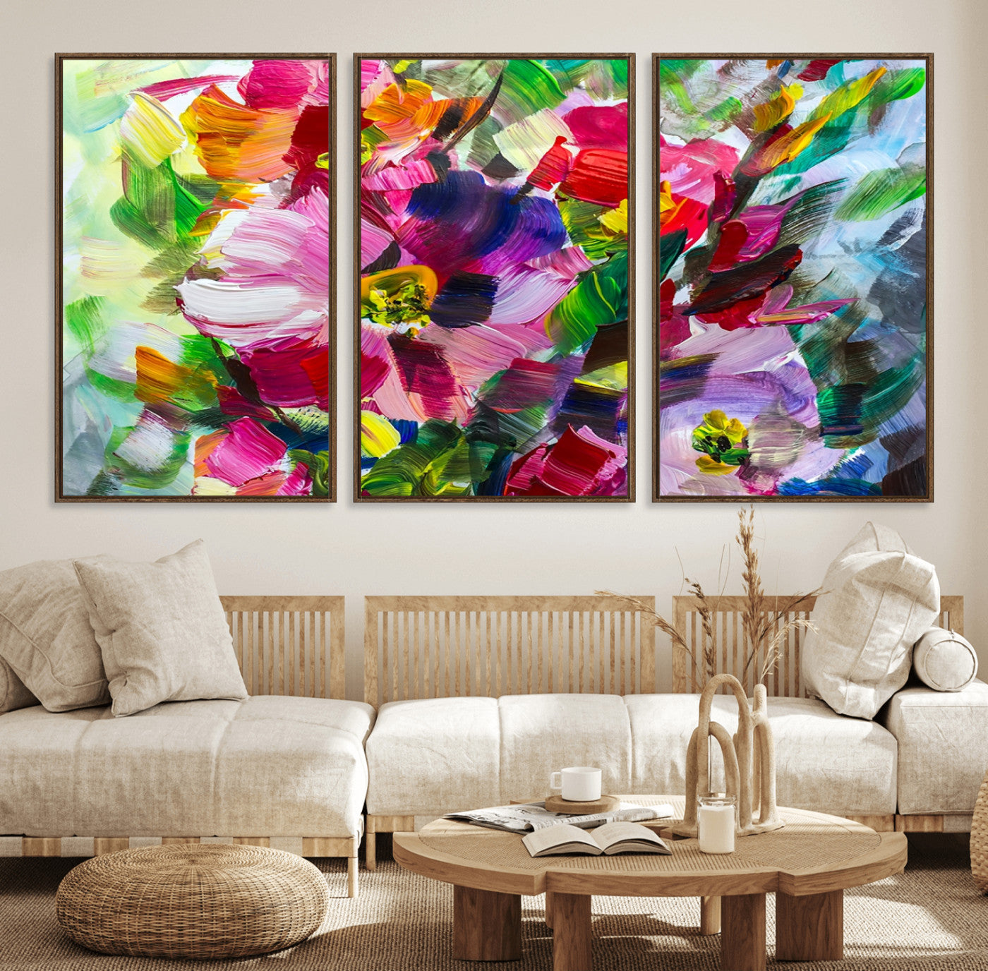 75768-MGV-FC-60X30-3P_Walnut-Oil Flower Abstract Canvas Print