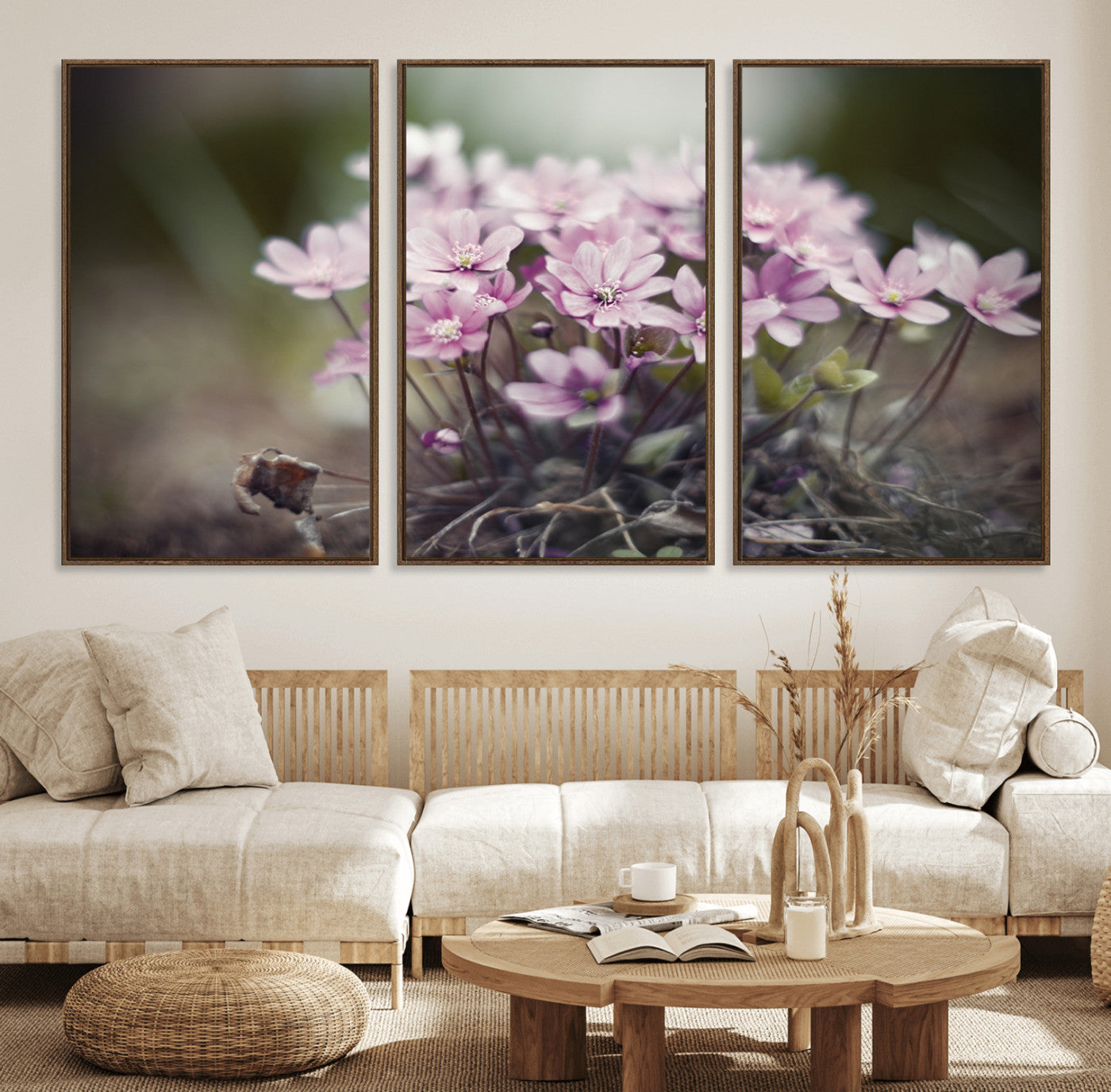 90173-MGV-FC-60X30-3P_Walnut-Pink Wild Flower Canvas Print