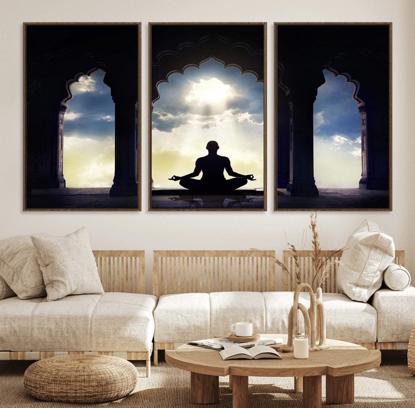 26862-MGV-FC-60X30-3P_Walnut-Women and Yoga Wall Art Canvas Print