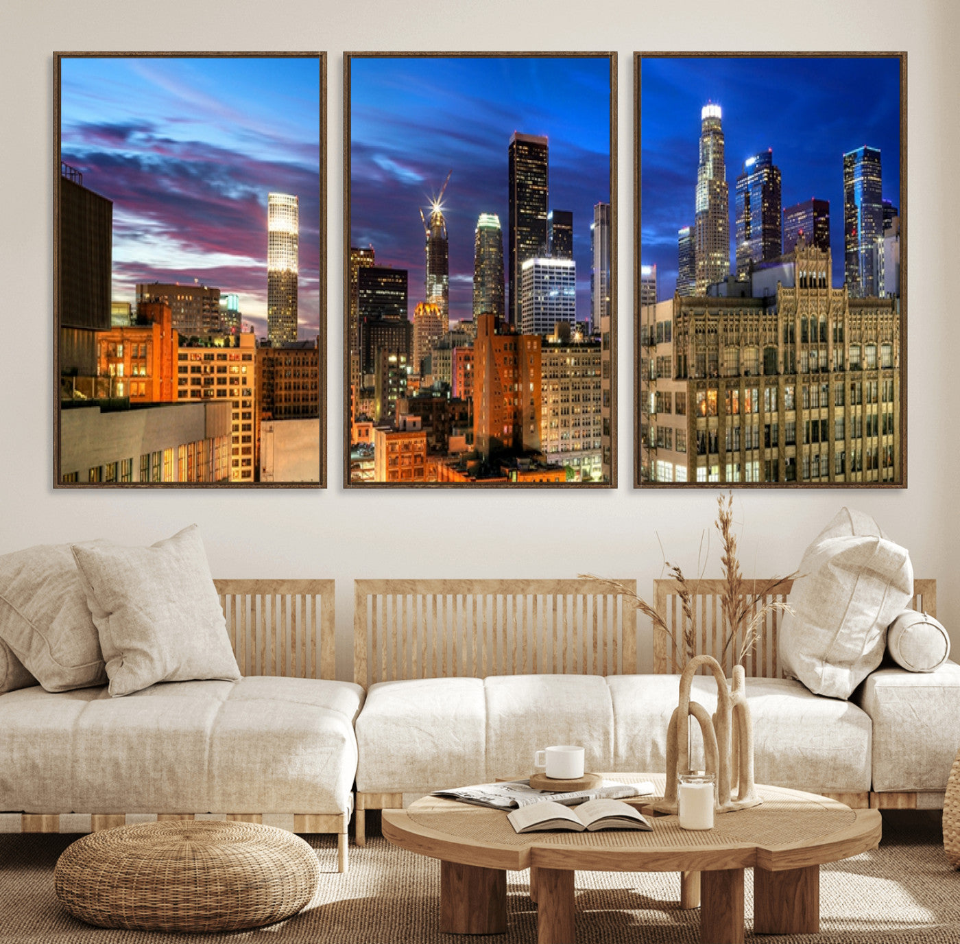 39051-MGV-FC-60X30-3P_Walnut-Los Angeles Night Wall Art Canvas Print