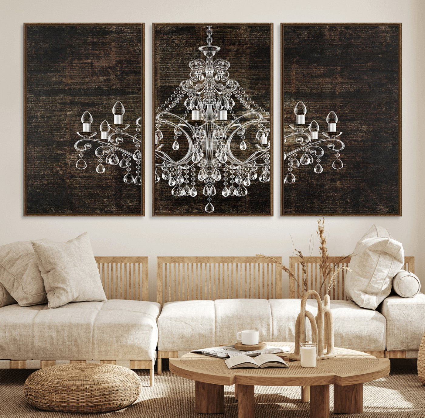 69434-MGV-FC-60X30-3P_Walnut-Rustic Chandelier Canvas Print