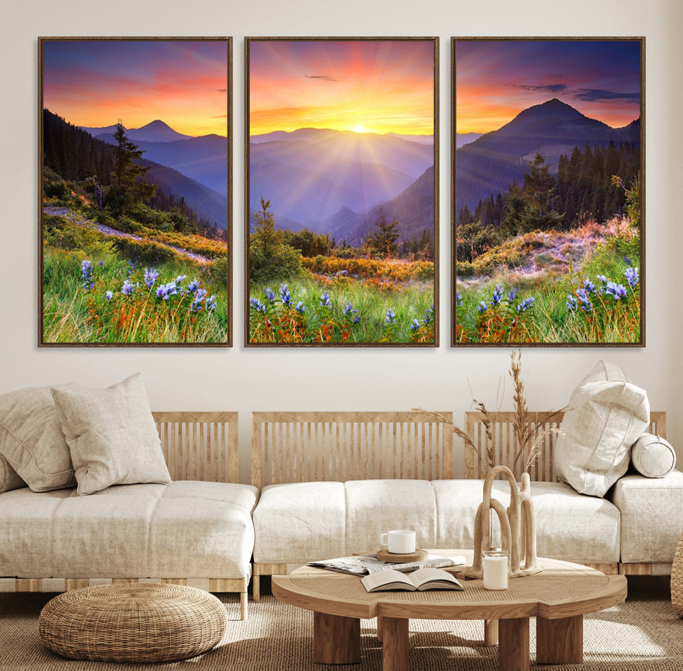 MGV-FC-60X30-3P - Mountain and Spring Wall Art Canvas Print