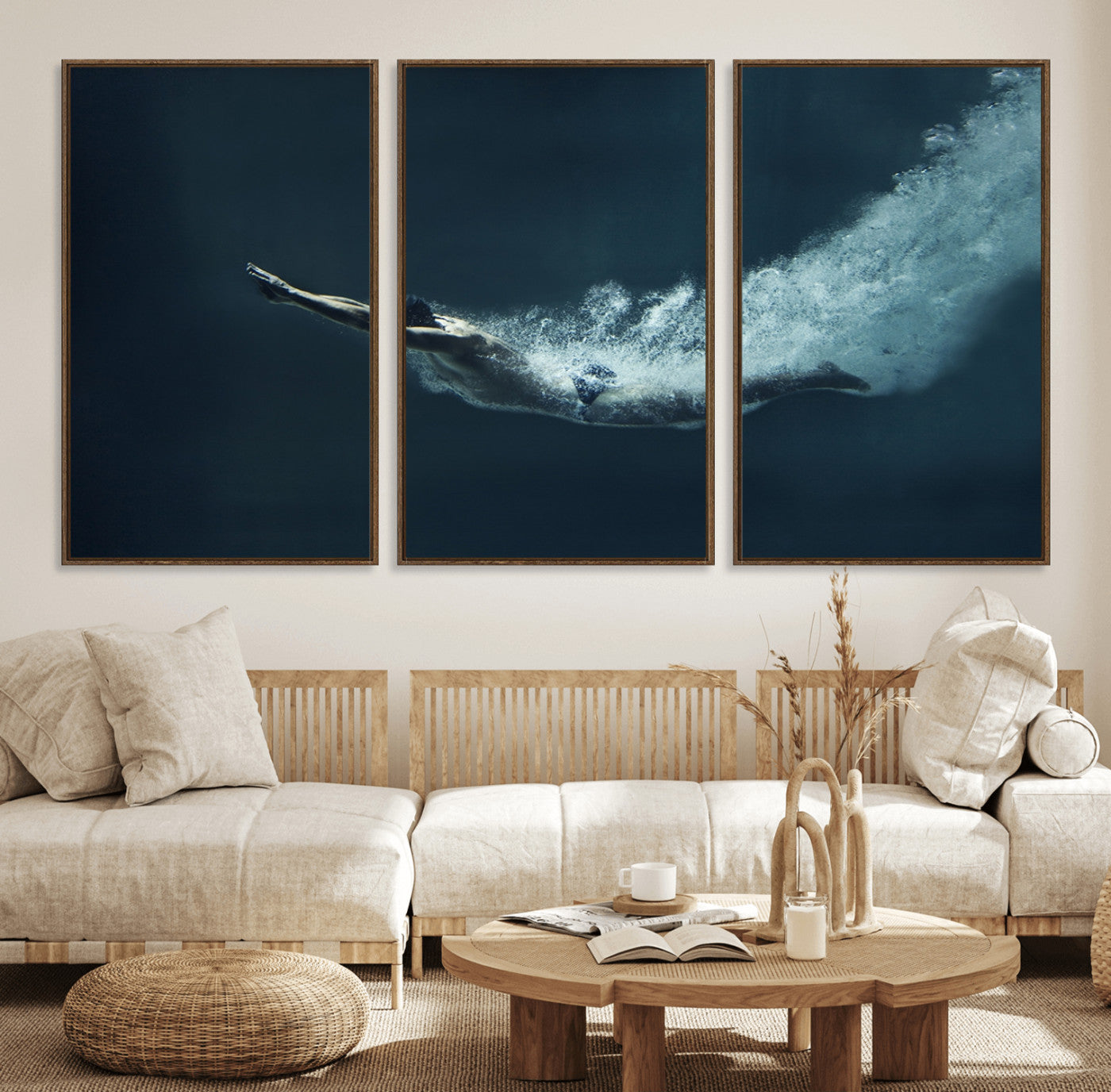 48463-MGV-FC-60X30-3P_Walnut-Swimmer Wall Art Canvas Print