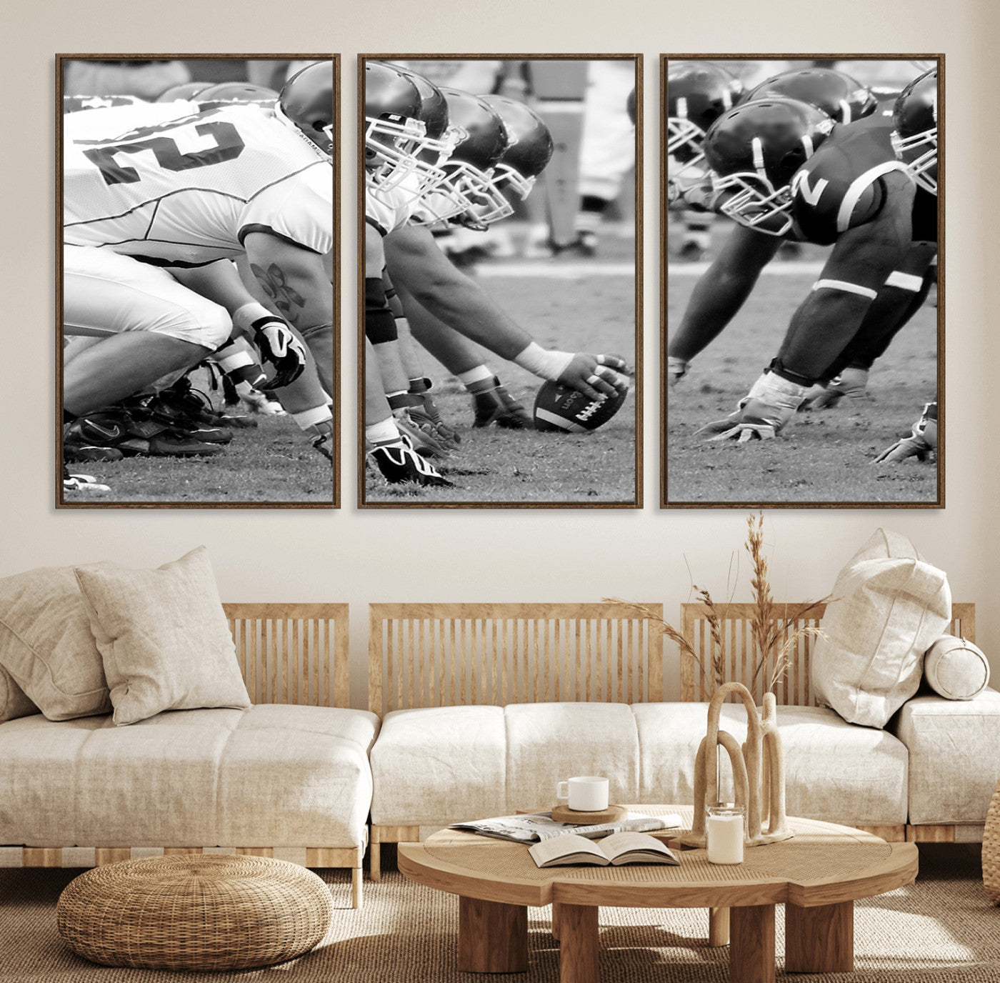 97432-MGV-FC-60X30-3P_Walnut-American Football Player Wall Art Canvas Print