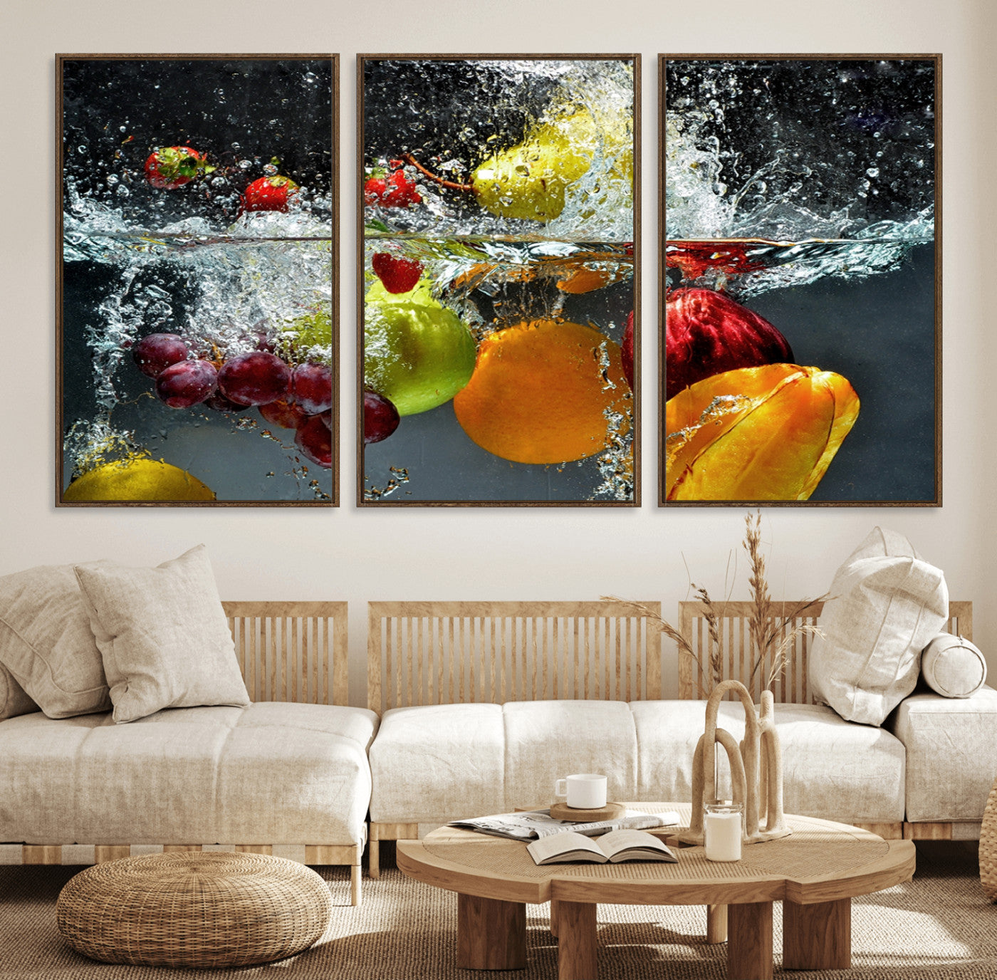 23381-MGV-FC-60X30-3P_Walnut-Kithen Vegetables World Wall Art Canvas Print