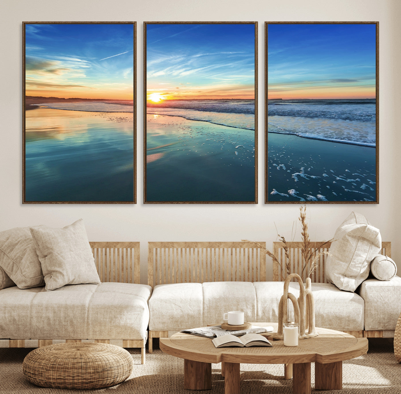 25542-MGV-FC-60X30-3P_Walnut-Blue Sky and Beach Wall Art Canvas Print