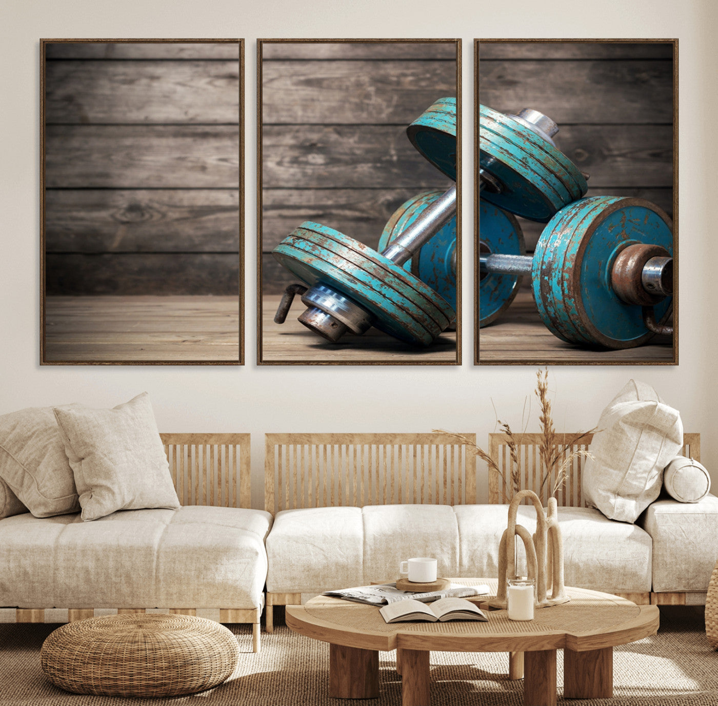 39364-MGV-FC-60X30-3P_Walnut-Dambell and Sport Wall Art Canvas Print