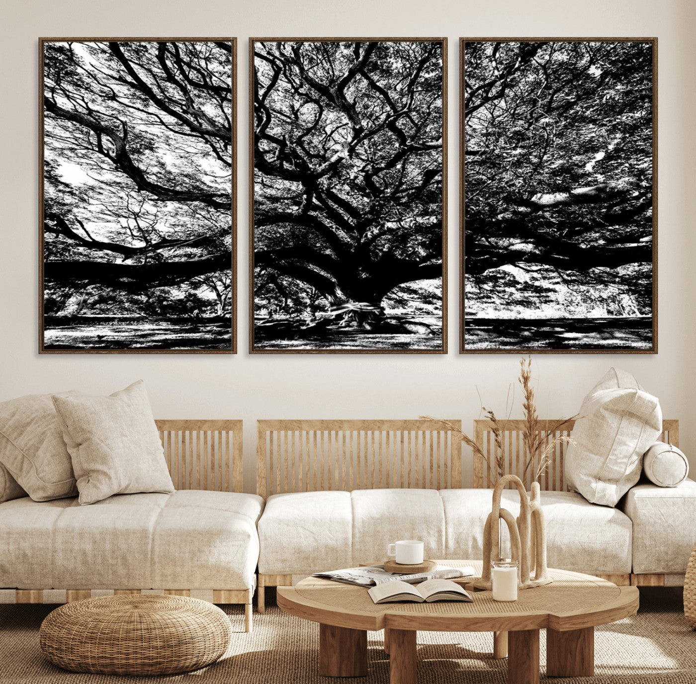 20836-MGV-FC-60X30-3P_Walnut-Mighty Angel Oak Wall Art | Angel Oak Tree Art Print