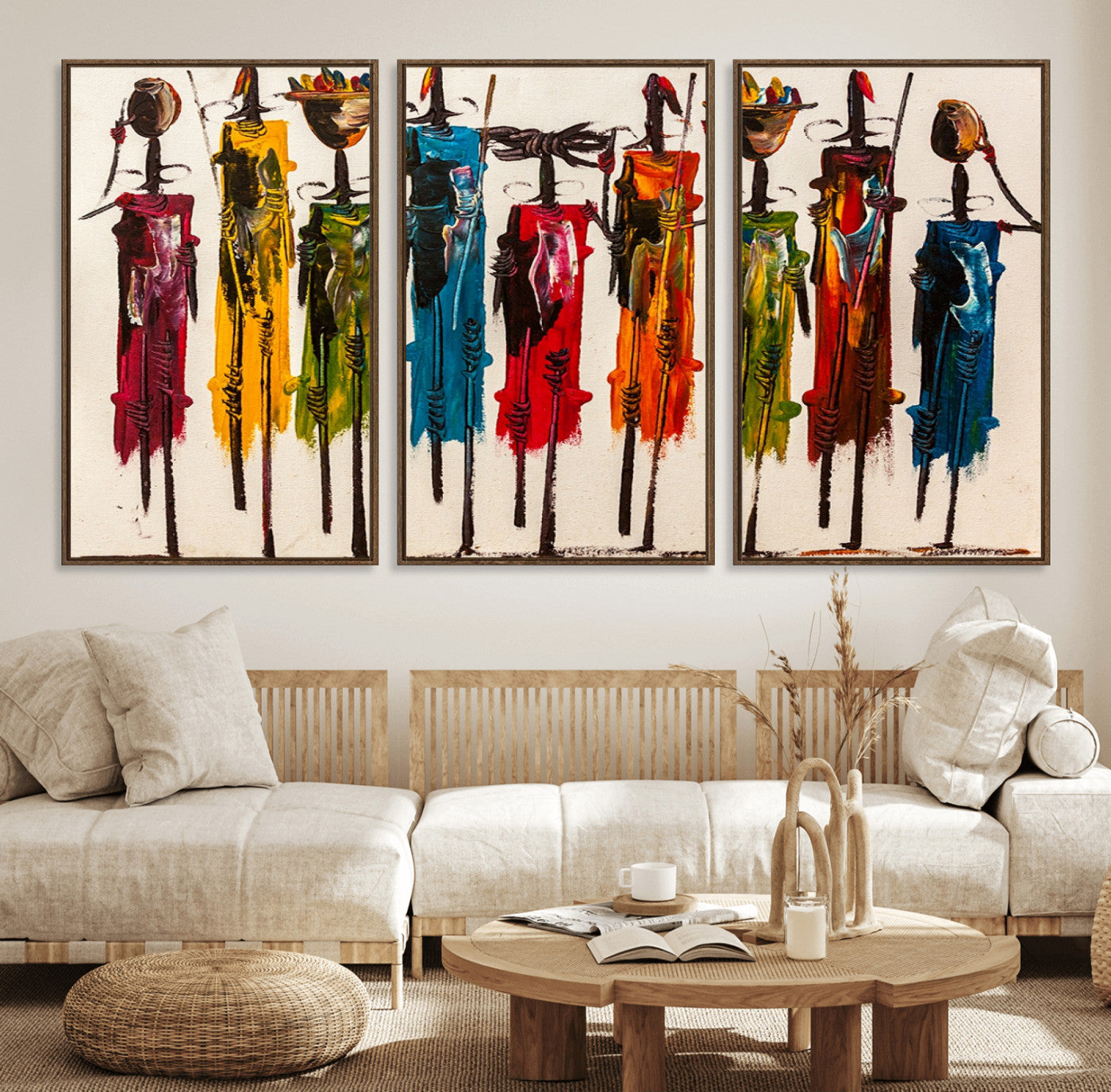 91926-MGV-FC-60X30-3P_Walnut-Abstract African Women Wall Art Canvas Print