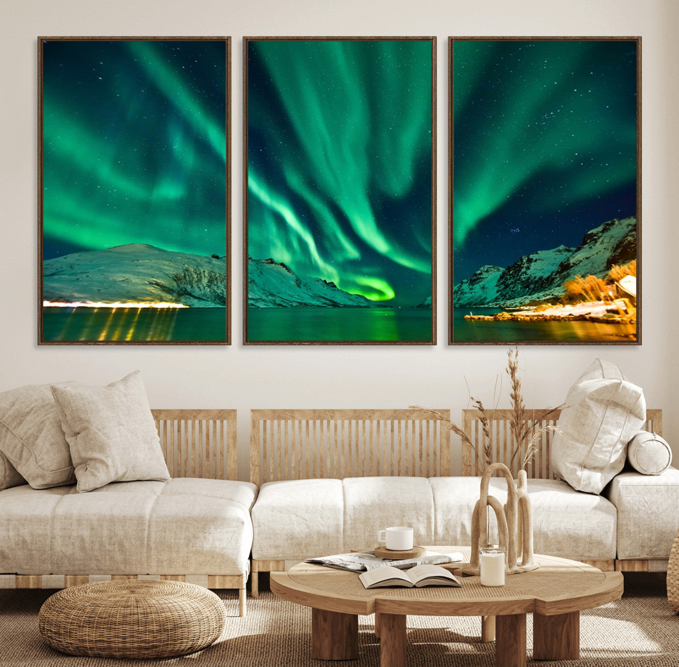 25294-MGV-FC-60X30-3P_Walnut-Northern Lights Wall Art Canvas Print