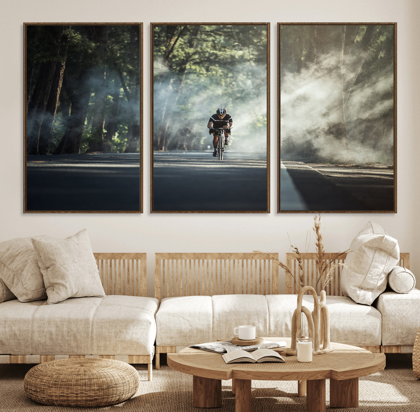 60298-MGV-FC-60X30-3P_Walnut-Cycling Road Bike in the Morning, Cycling Road Bike Canvas Print