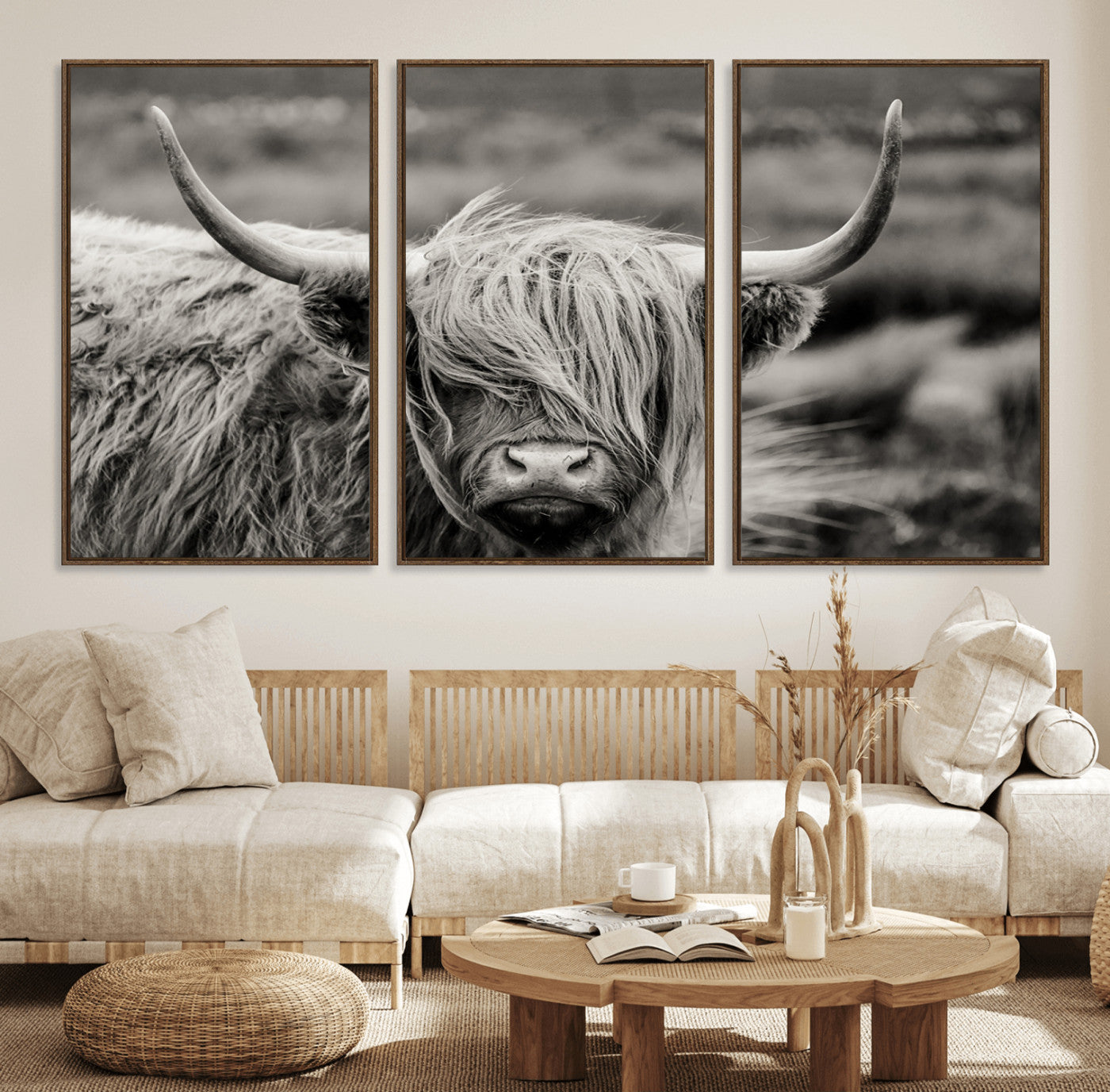 67365-MGV-FC-60X30-3P_Walnut-Cow Focus Canvas Wall Art Print