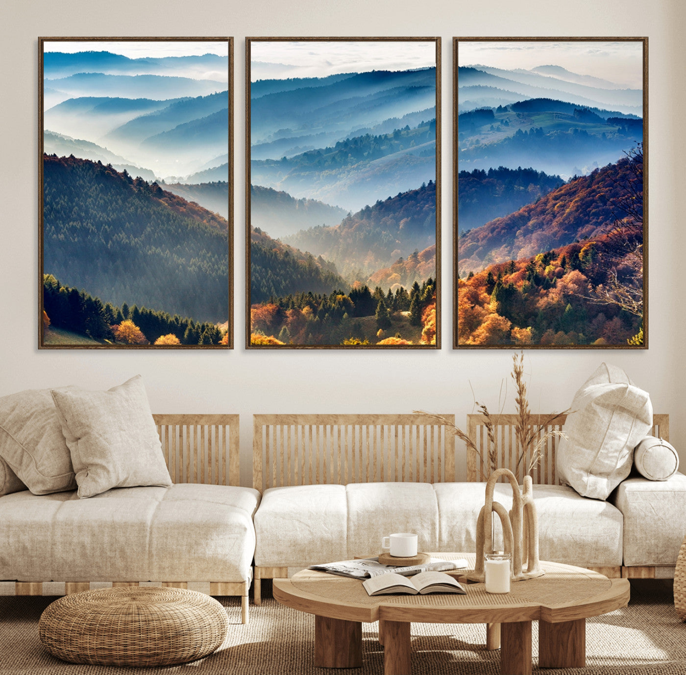 MGV-FC-60X30-3P - Mountains Forest Autumn Wall Art Canvas Print