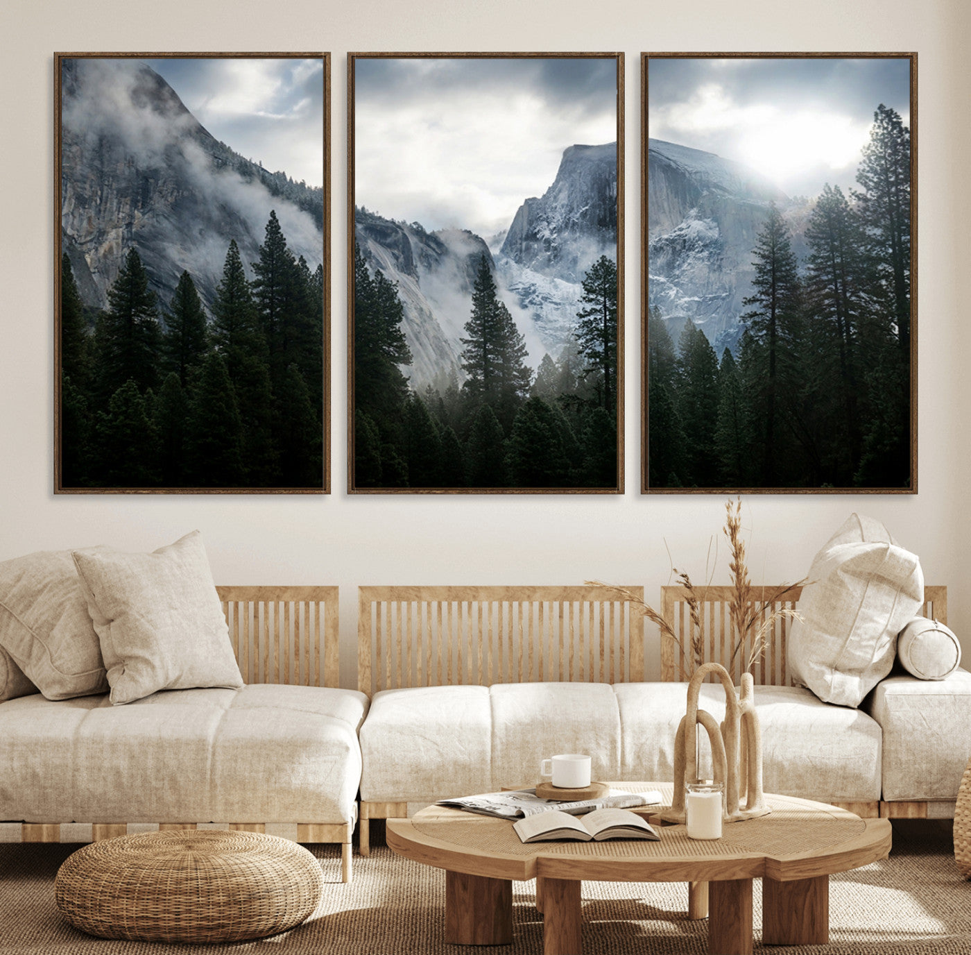 98725-MGV-FC-60X30-3P_Walnut-Wall Art Foggy Forest Landscape Canvas Print