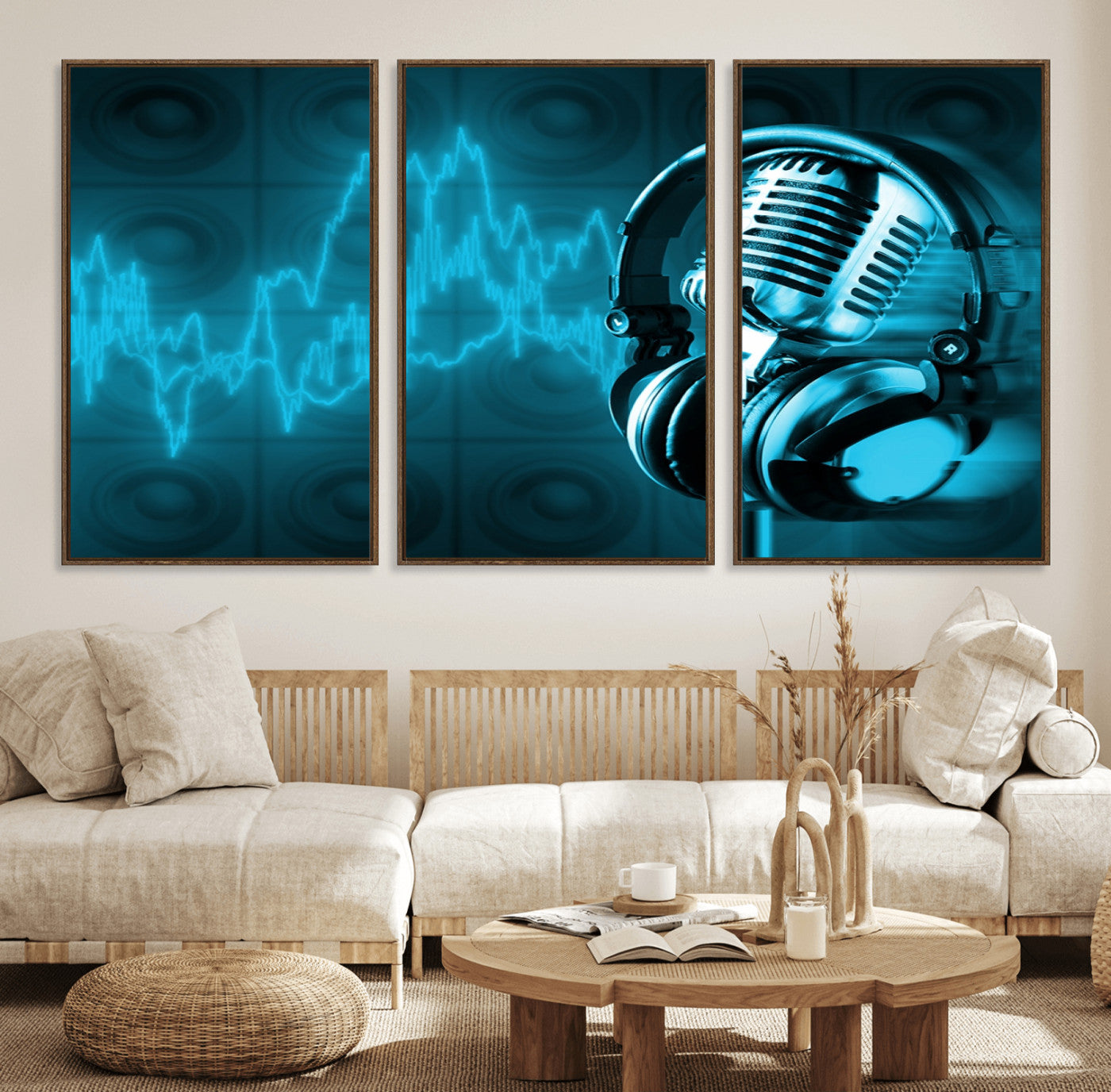 42329-MGV-FC-60X30-3P_Walnut-Music and Microphone Wall Art Canvas Print