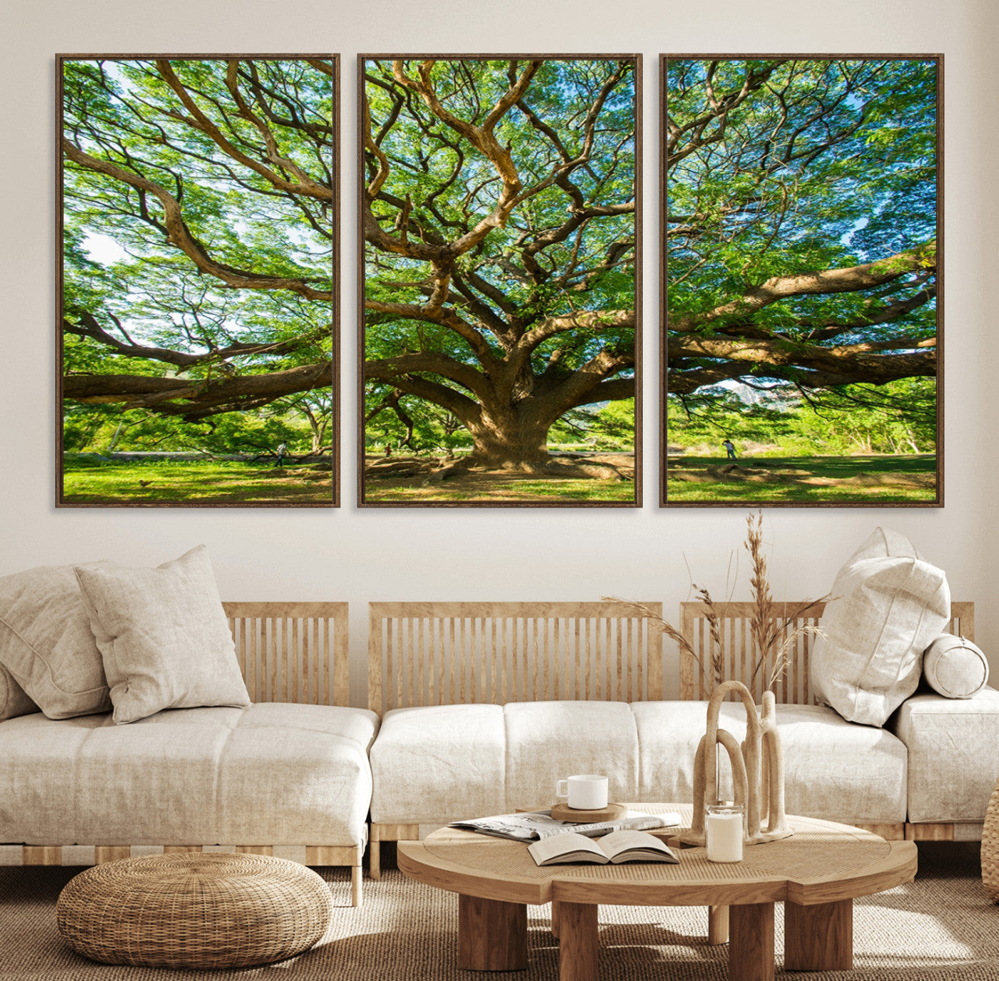 MGV-FC-60X30-3P - Angel Oak Tree Wall Art | Oak Canvas Print | Multi Panel Landscape Wall Art | Ready to Hang Wall Art