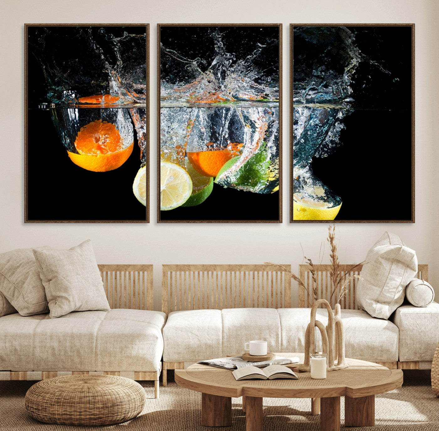 58366-MGV-FC-60X30-3P_Walnut-Kitchen Wall Art, Kitchen Fruits Art Canvas Print