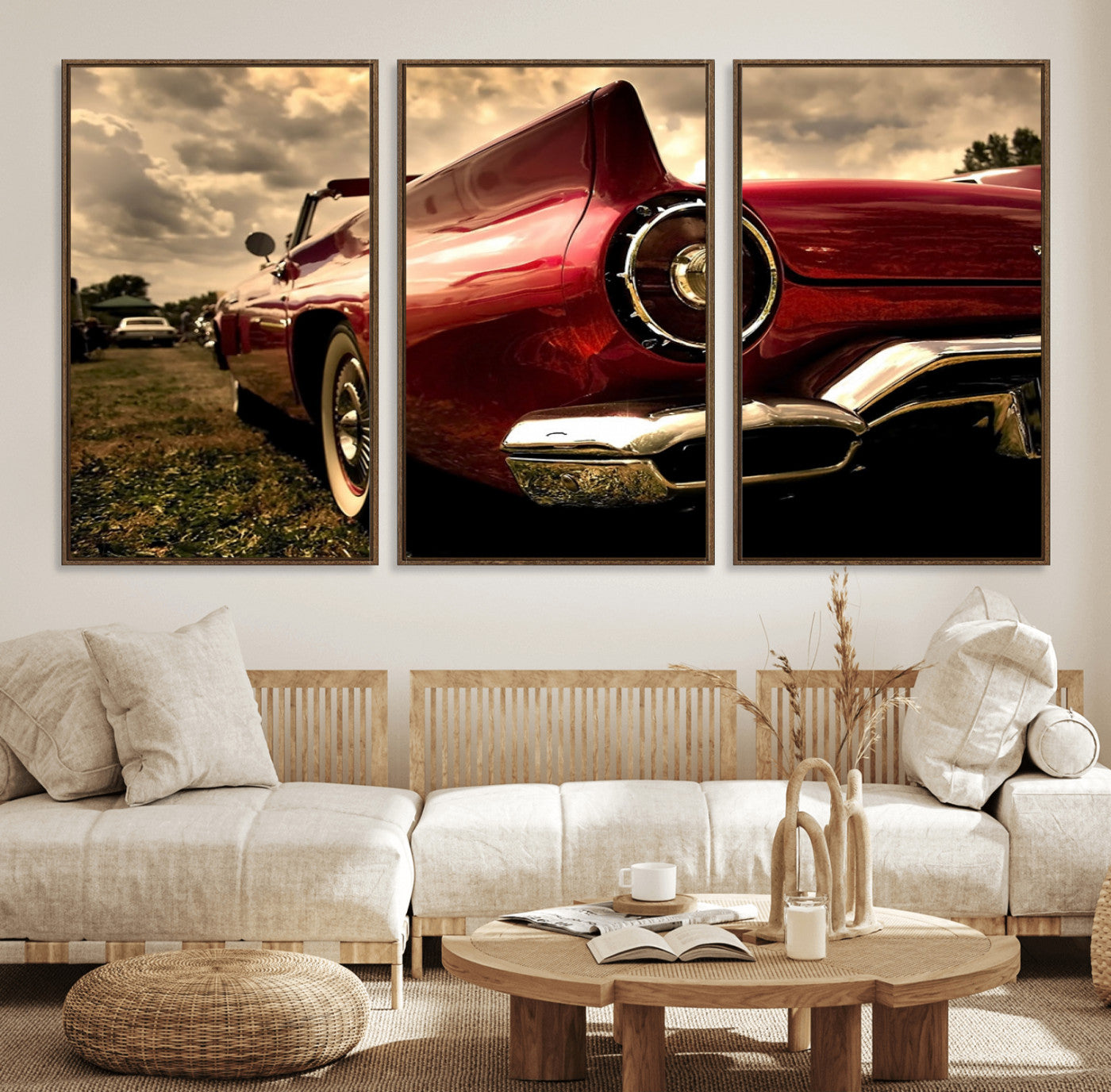 60259-MGV-FC-60X30-3P_Walnut-Red Classic Car Wall Art Canvas Print