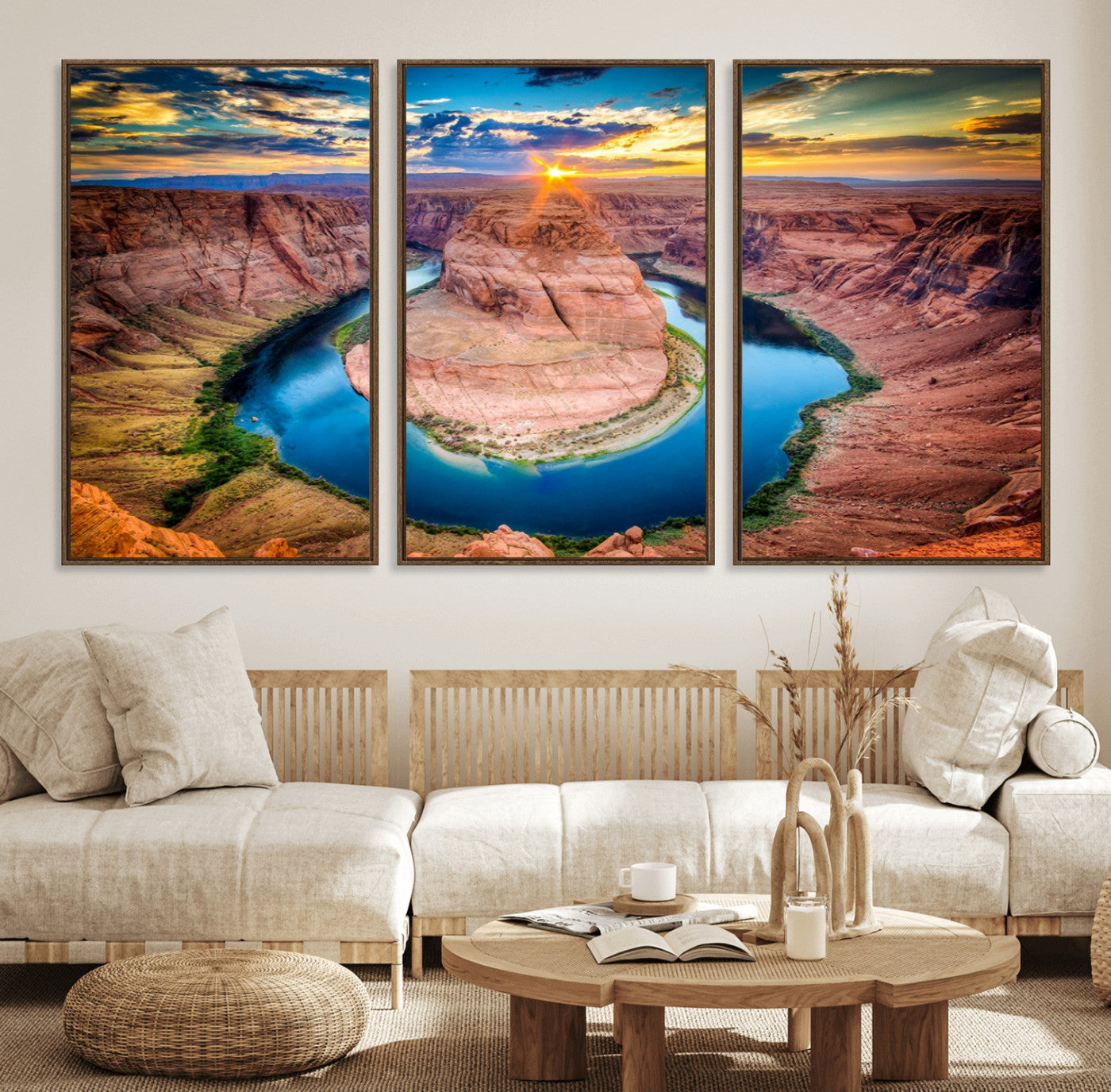 80407-MGV-FC-60X30-3P_Walnut-Sunset on the Horseshoe Bend Grand Canyon, Horseshoe Bend Grand Canyon Canvas Wall Art Print