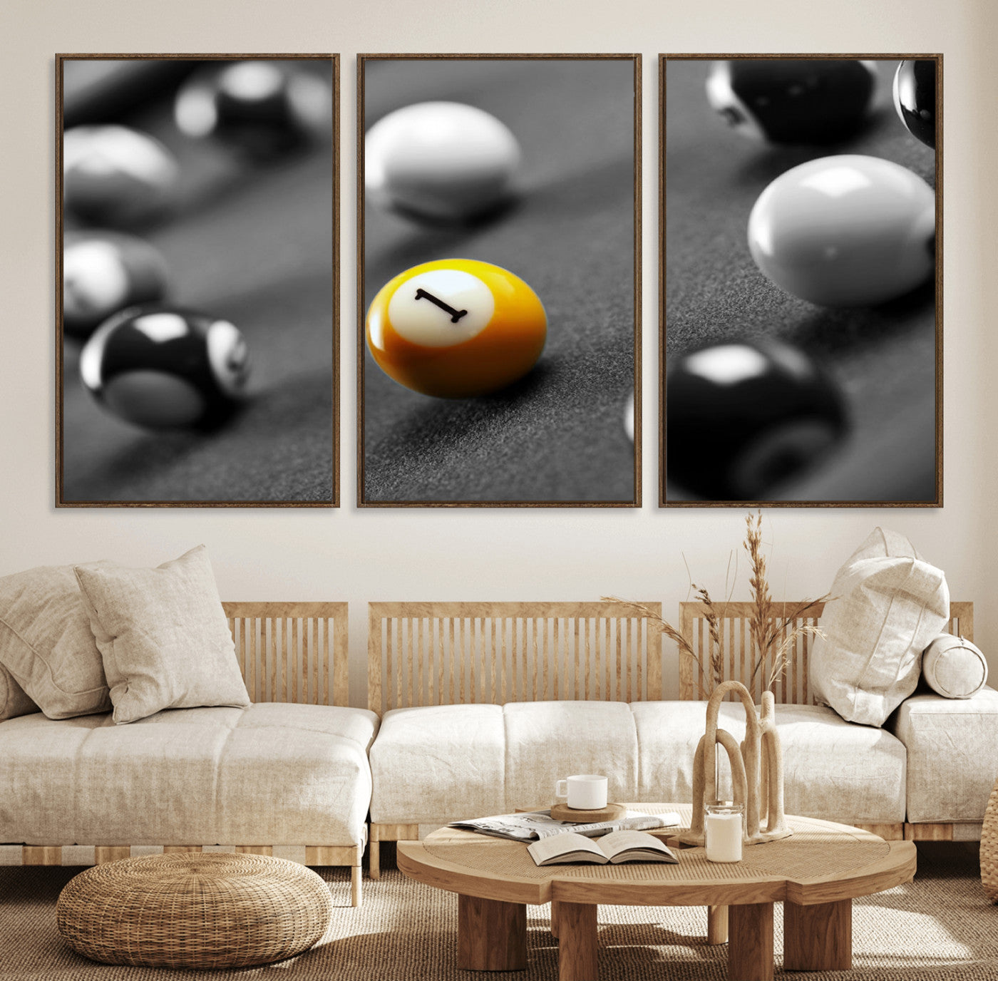 16722-MGV-FC-60X30-3P_Walnut-Wall Art Pool Table and Balls Canvas Print