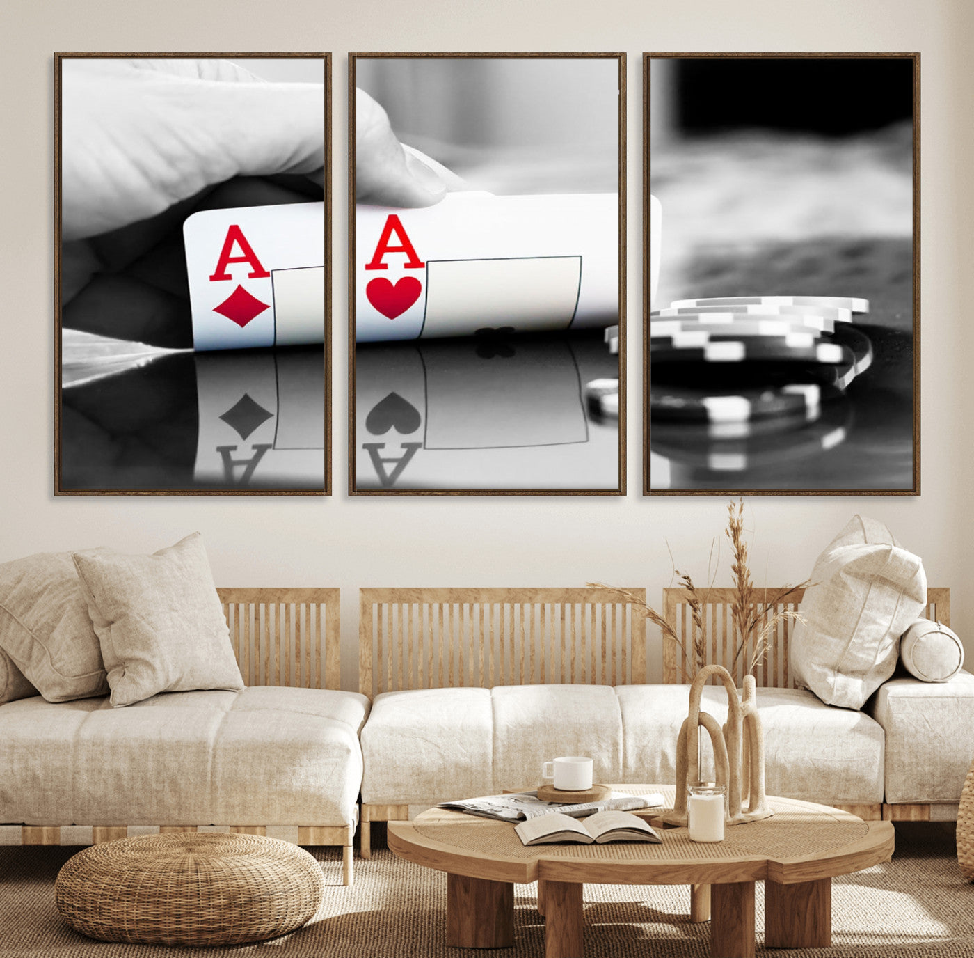 98527-MGV-FC-60X30-3P_Walnut-Aces Poker Art Poker Game Wall Art Canvas Print