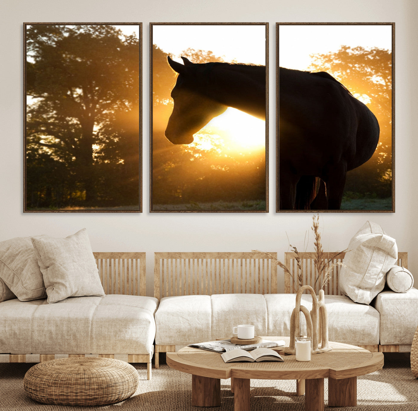 MGV-FC-60X30-3P - Horse at Sunset Wall Art Animal Canvas Print