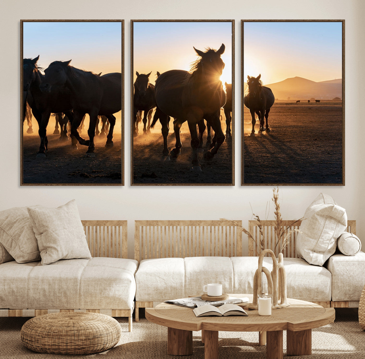 58965-MGV-FC-60X30-3P_Walnut-Horse Herd Wall Art Animal Canvas Print