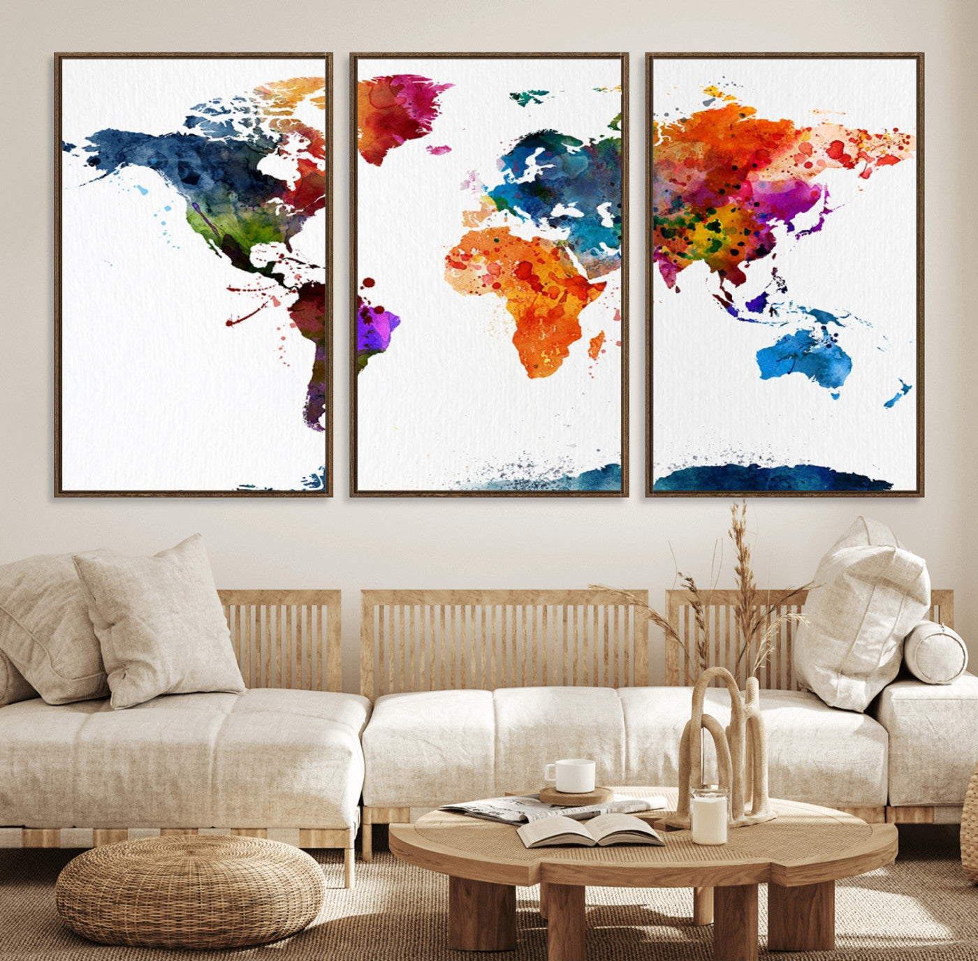 37825-MGV-FC-60X30-3P_Walnut-Push Pin World Map Canvas Print – Travel Tracker Wall Art for Couples, Perfect Anniversary Gift for Home or Office Decor