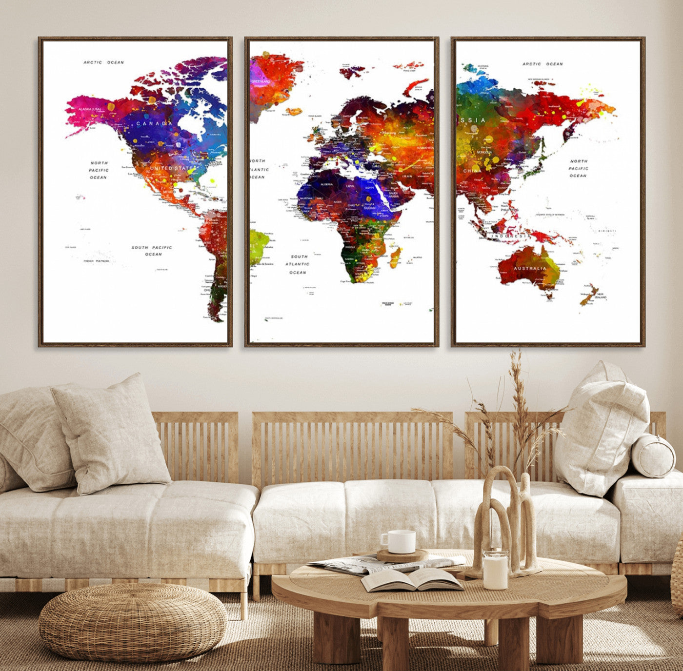 34842-MGV-FC-60X30-3P_Walnut-Push Pin World Map Canvas Print – Travel Tracker Wall Art for Couples, Perfect Anniversary Gift for Home or Office Decor